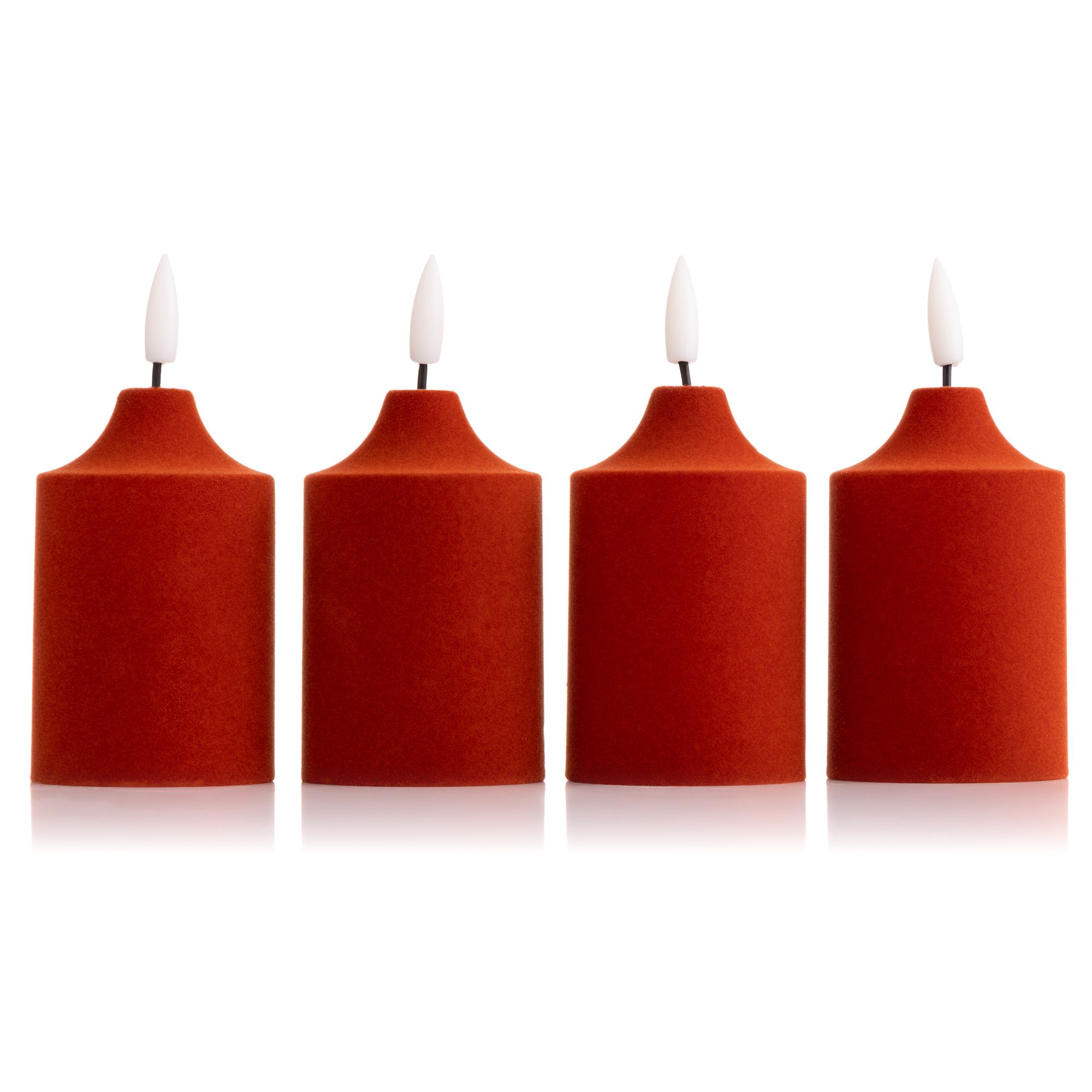 B-Ware ELAMBIA 4 LED-Votivkerzen Samt-Oberfläche Flamme Luma, Timer