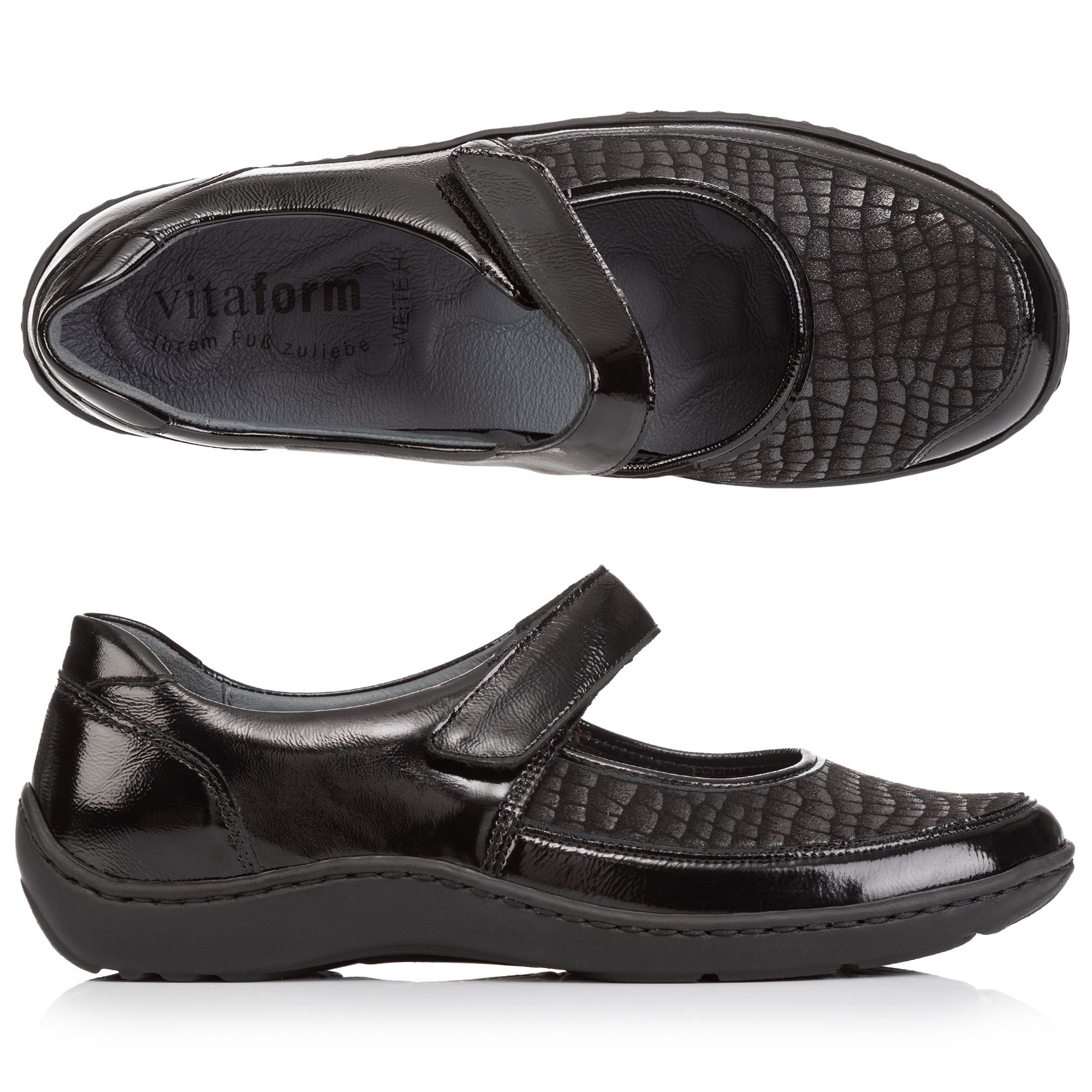 B-Ware VITAFORM Damen Mary-Jane Leder/ Stretch Klettverschluss