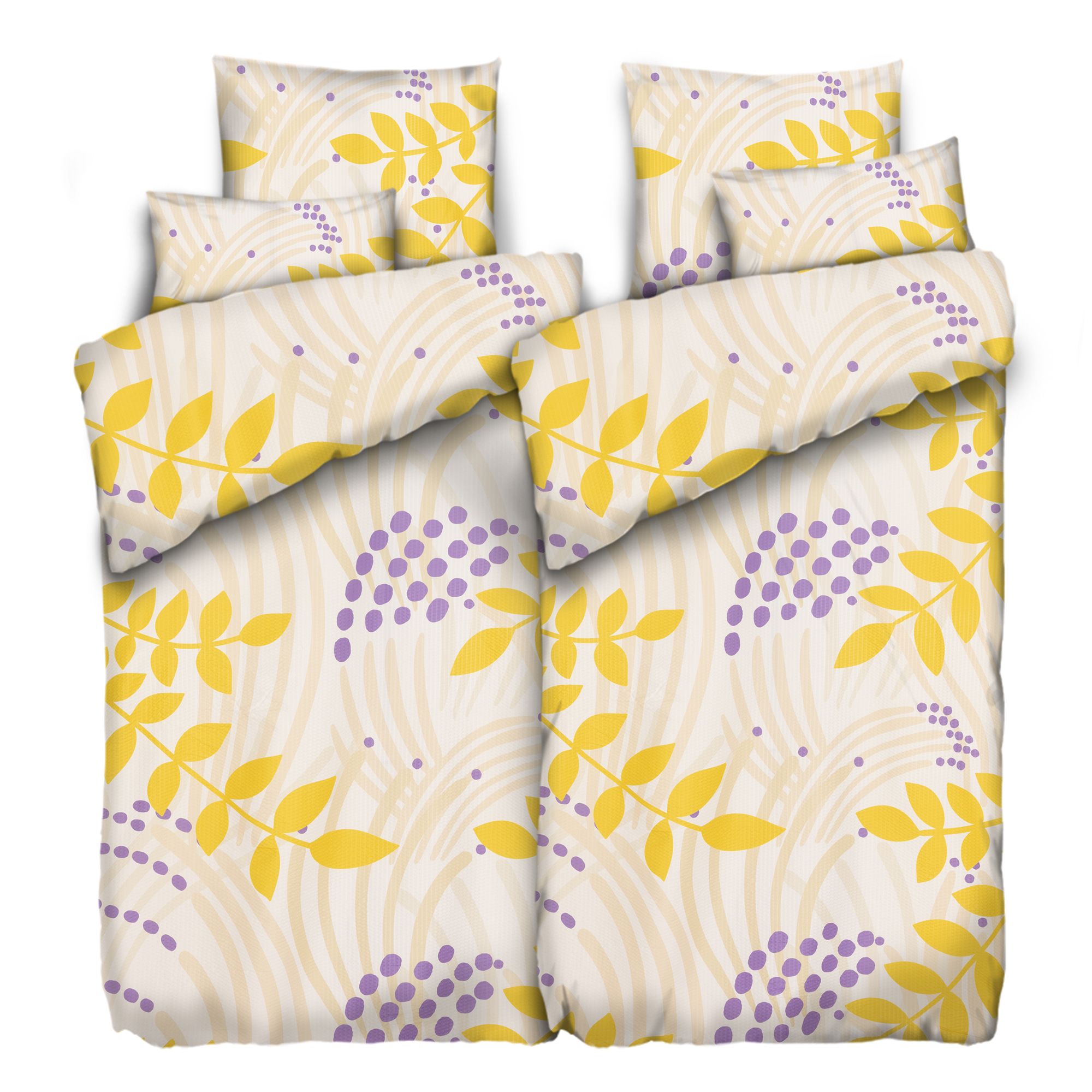 B-Ware SOFT WAVE Bettwäsche Ranken & Blätter Doppelbett, 6tlg.