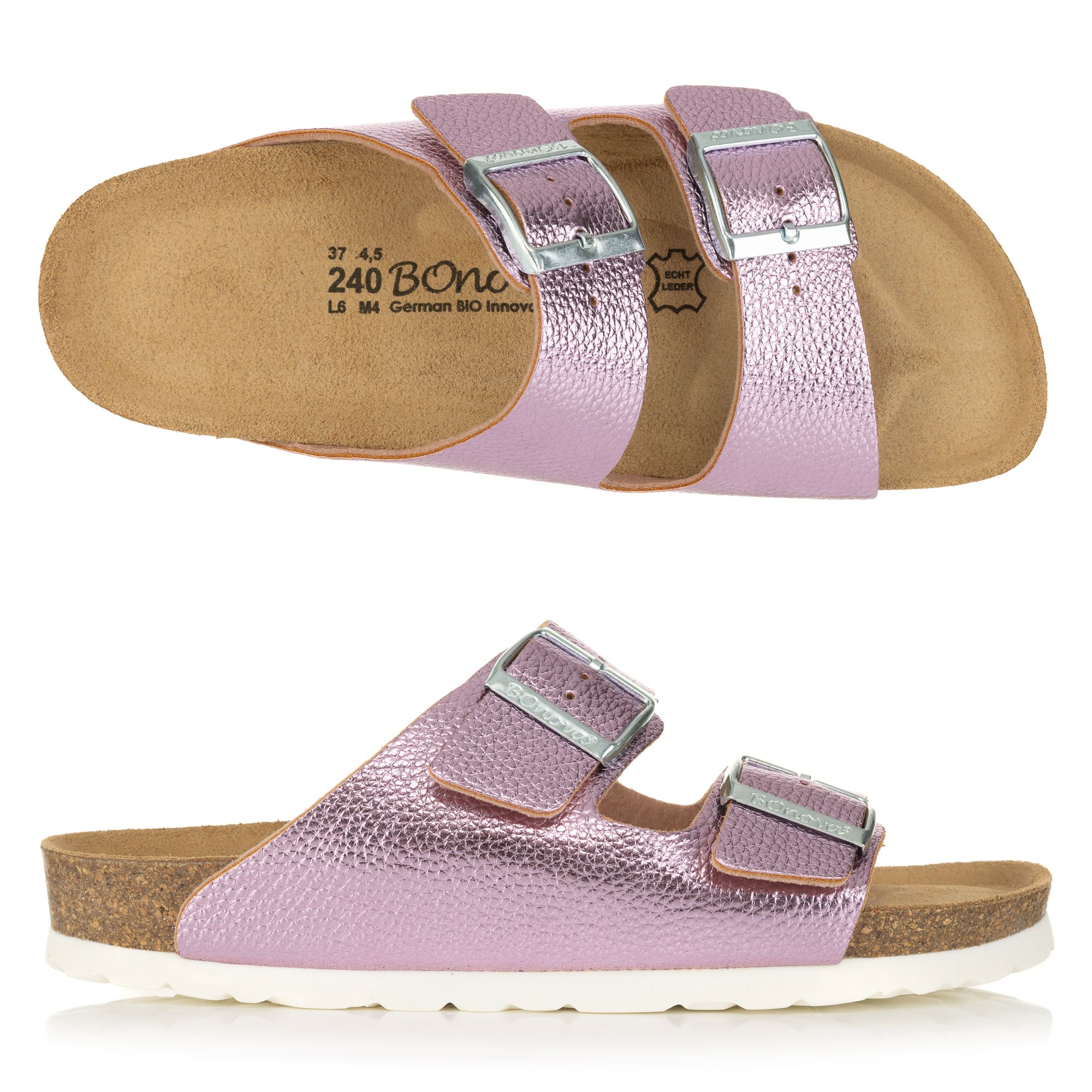 B-Ware BONOVA Damen-Pantolette Metallic-Optik 2 verstl. Riemen