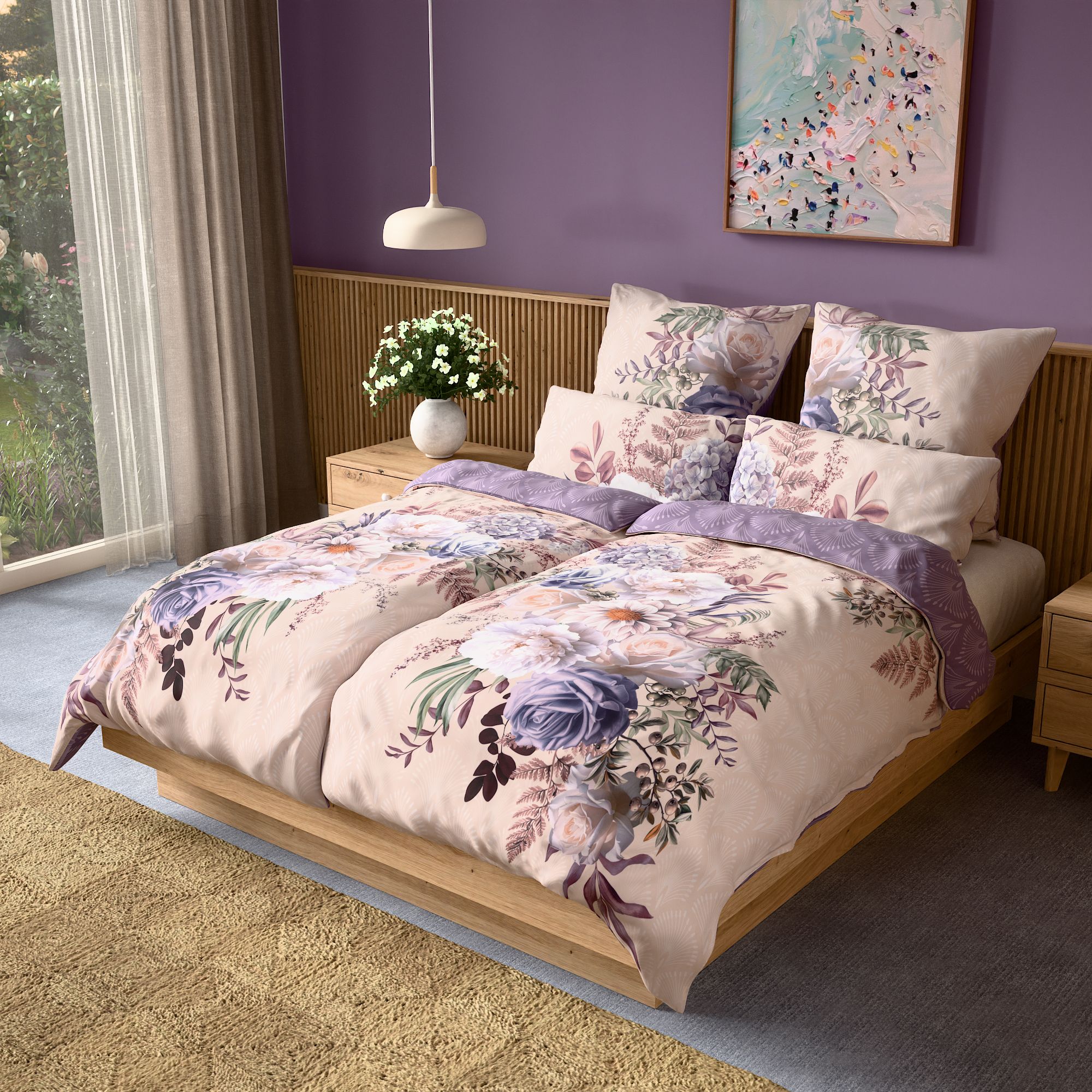 B-Ware JERYMOOD Wendebettwäsche Blumenbouquet Mikrofaser Jersey