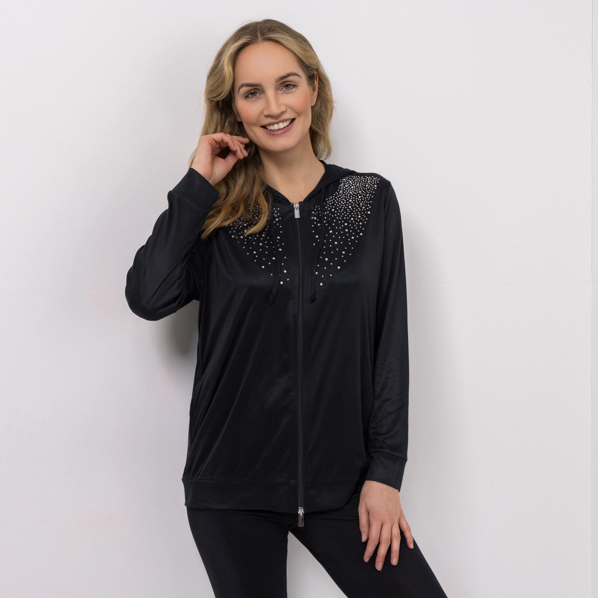 B-Ware JERYMOOD HOMEWEAR Jacke, 1/1 Arm 2-Wege-Reißverschluss Strassdetails