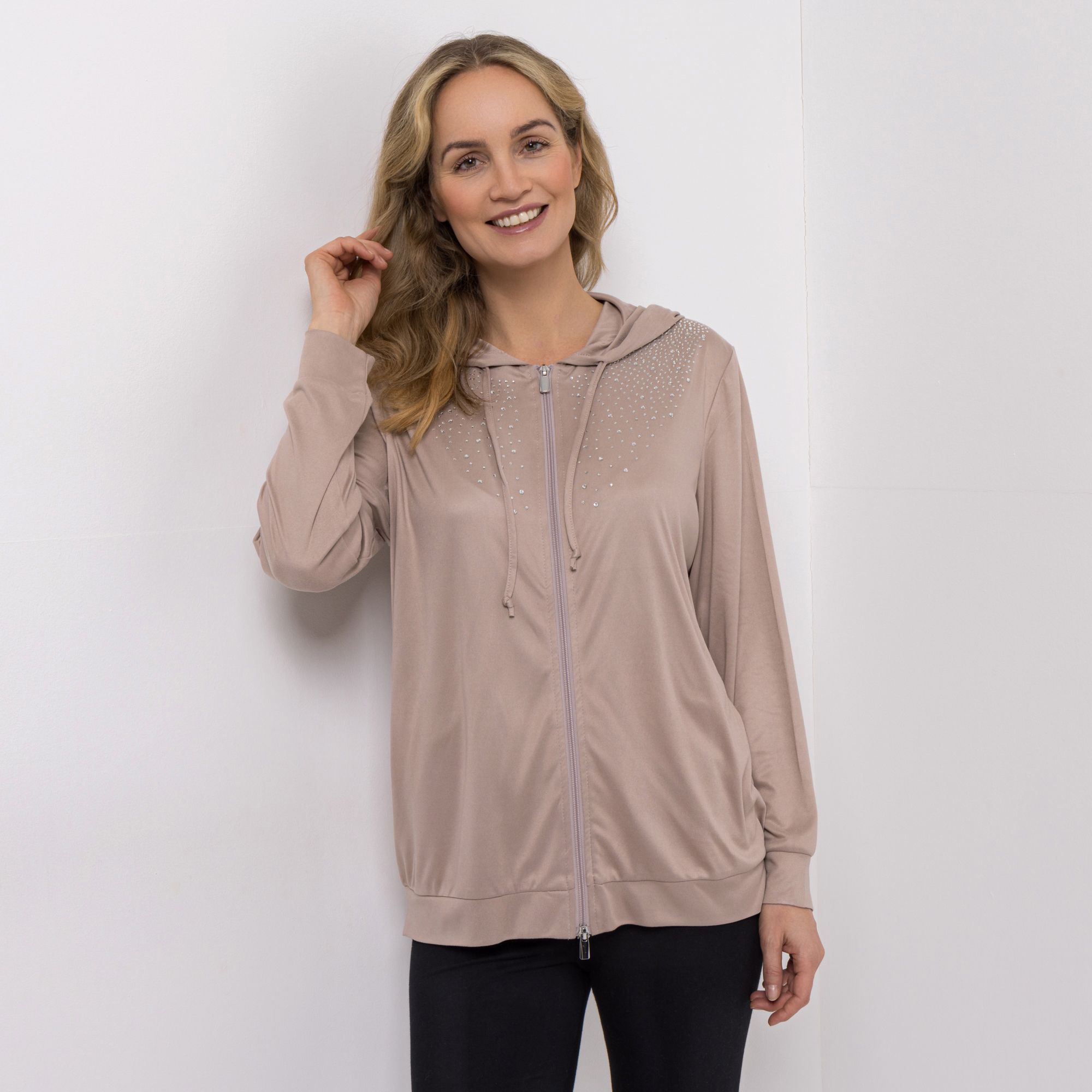 B-Ware JERYMOOD HOMEWEAR Jacke, 1/1 Arm 2-Wege-Reißverschluss Strassdetails