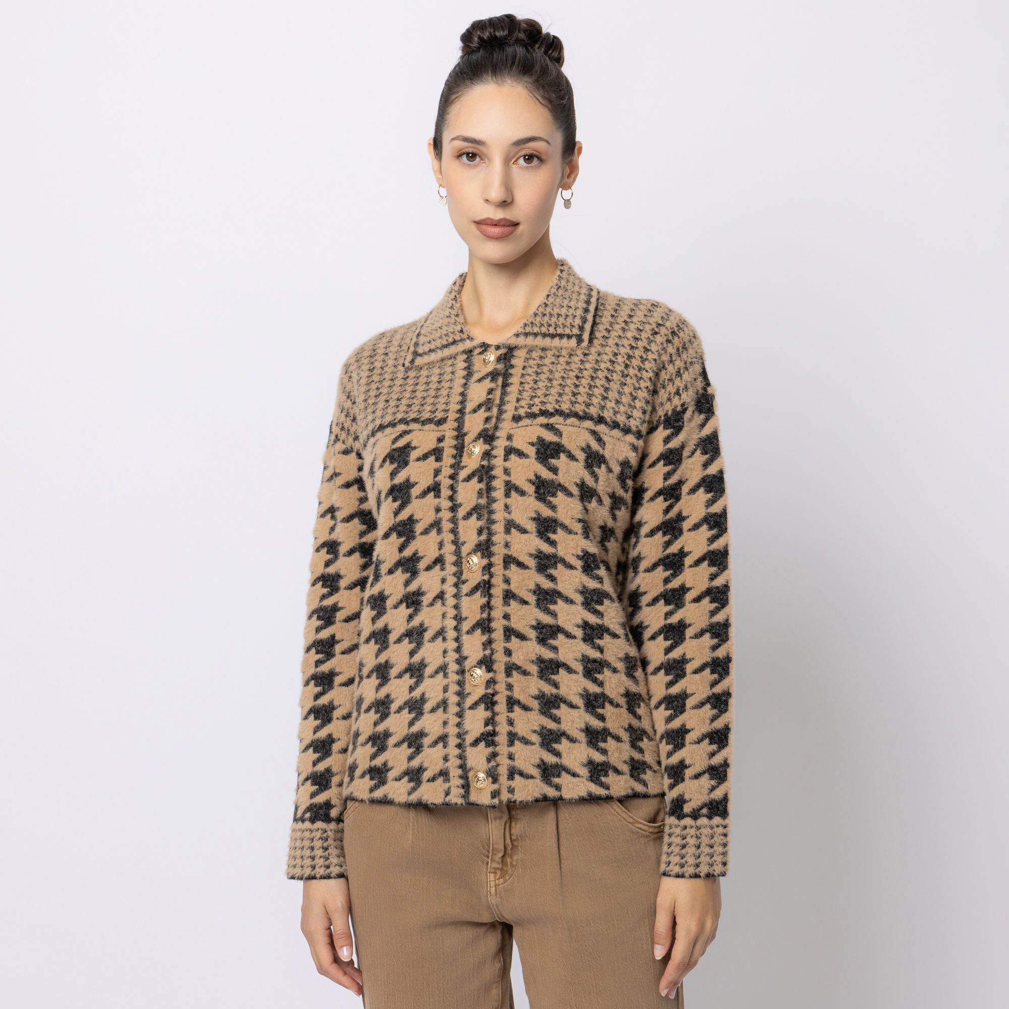 B-Ware STEFFEN SCHRAUT Strickjacke flauschiger Strick Hahnentritt Muster
