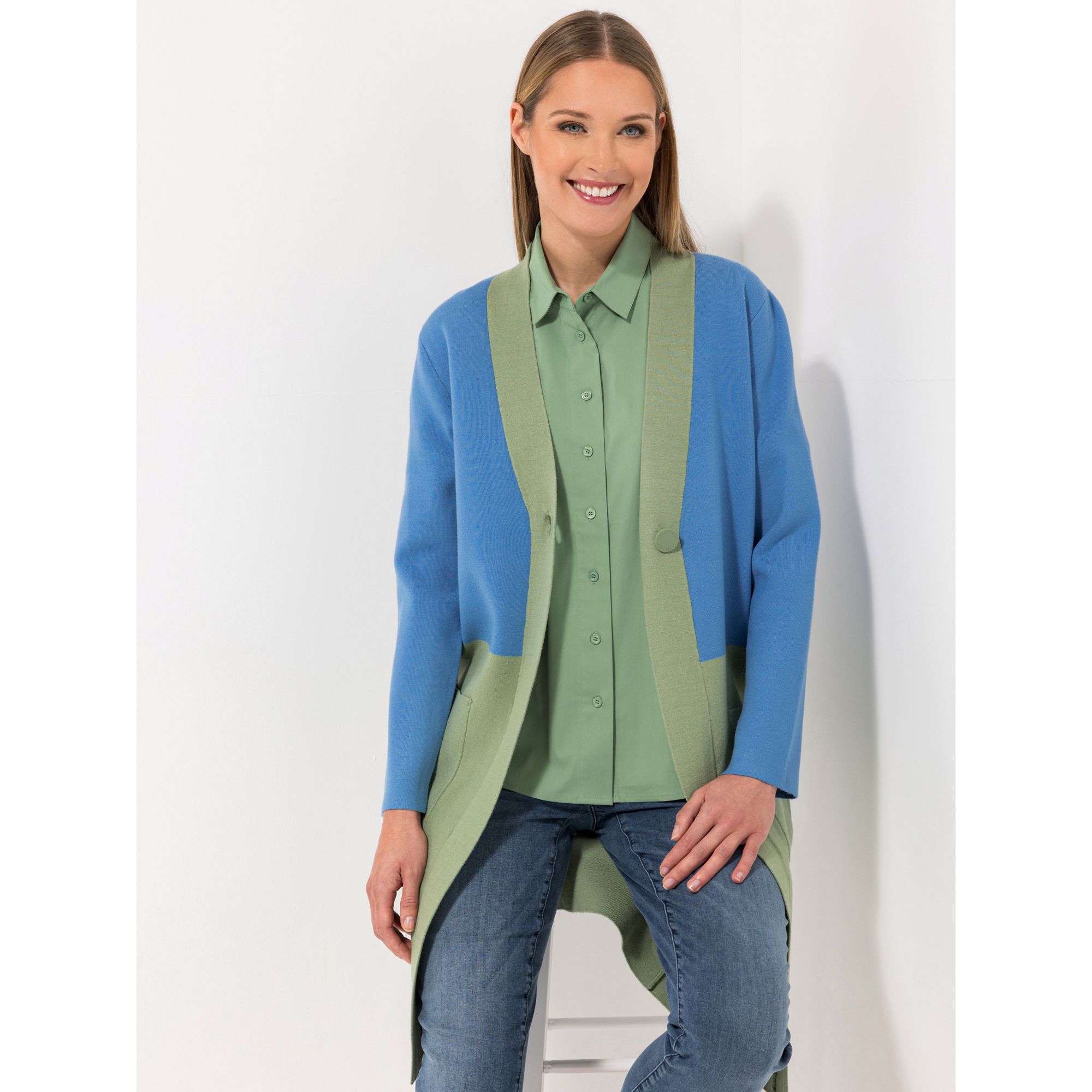 B-Ware STEFFEN SCHRAUT Strickmantel Lyon aufgesetzte Taschen Kontrastdetail