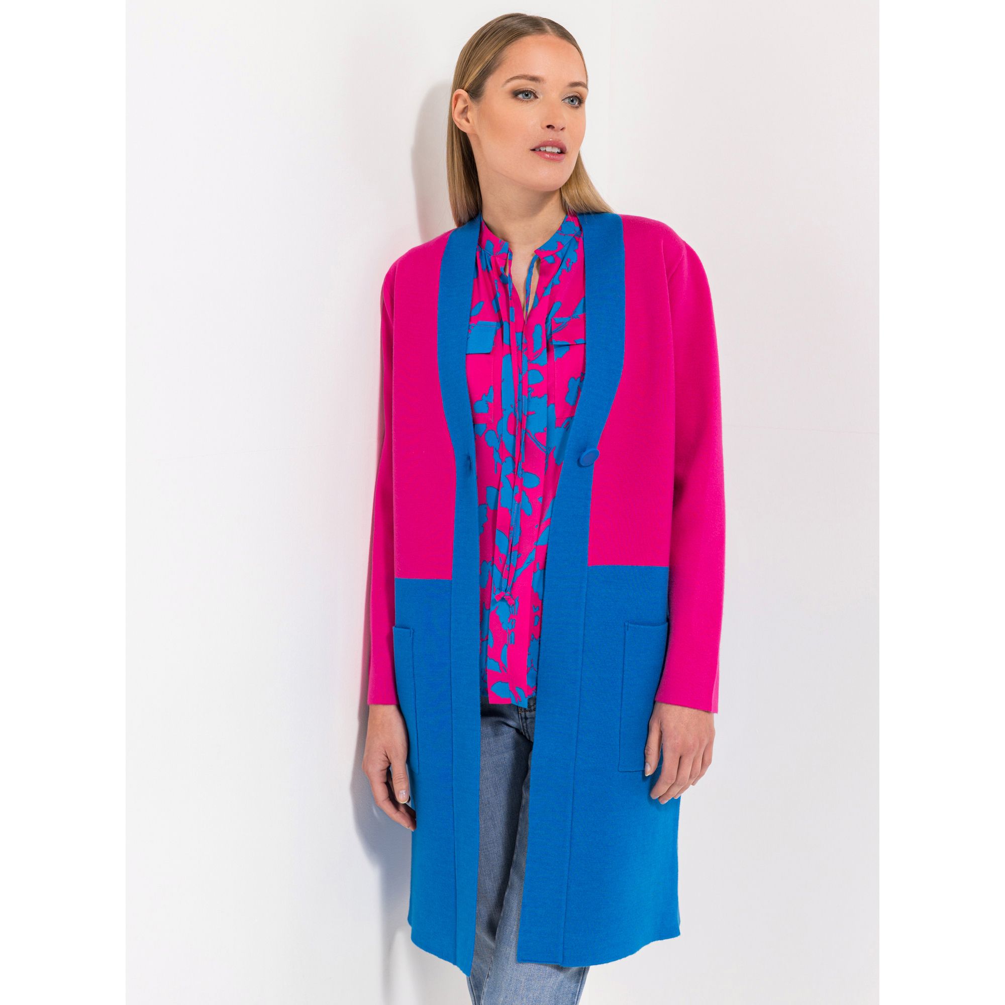 B-Ware STEFFEN SCHRAUT Strickmantel Lyon aufgesetzte Taschen Kontrastdetail