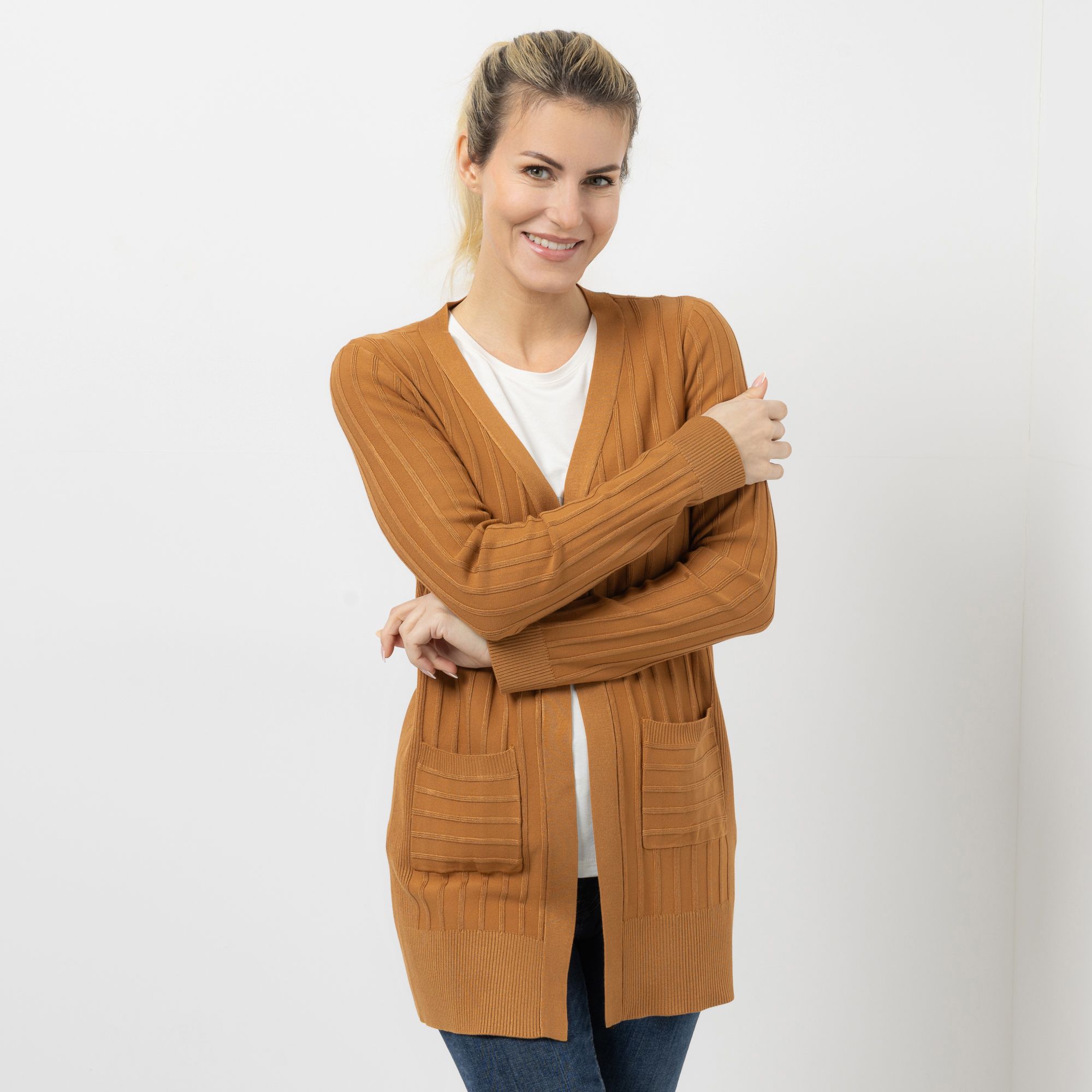 B-Ware VIA MILANO Longcardigan Rippstrick Länge ca. 78cm