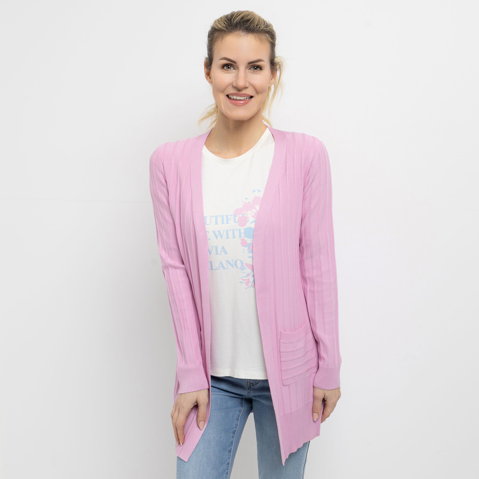 B-Ware VIA MILANO Longcardigan Rippstrick Länge ca. 78cm