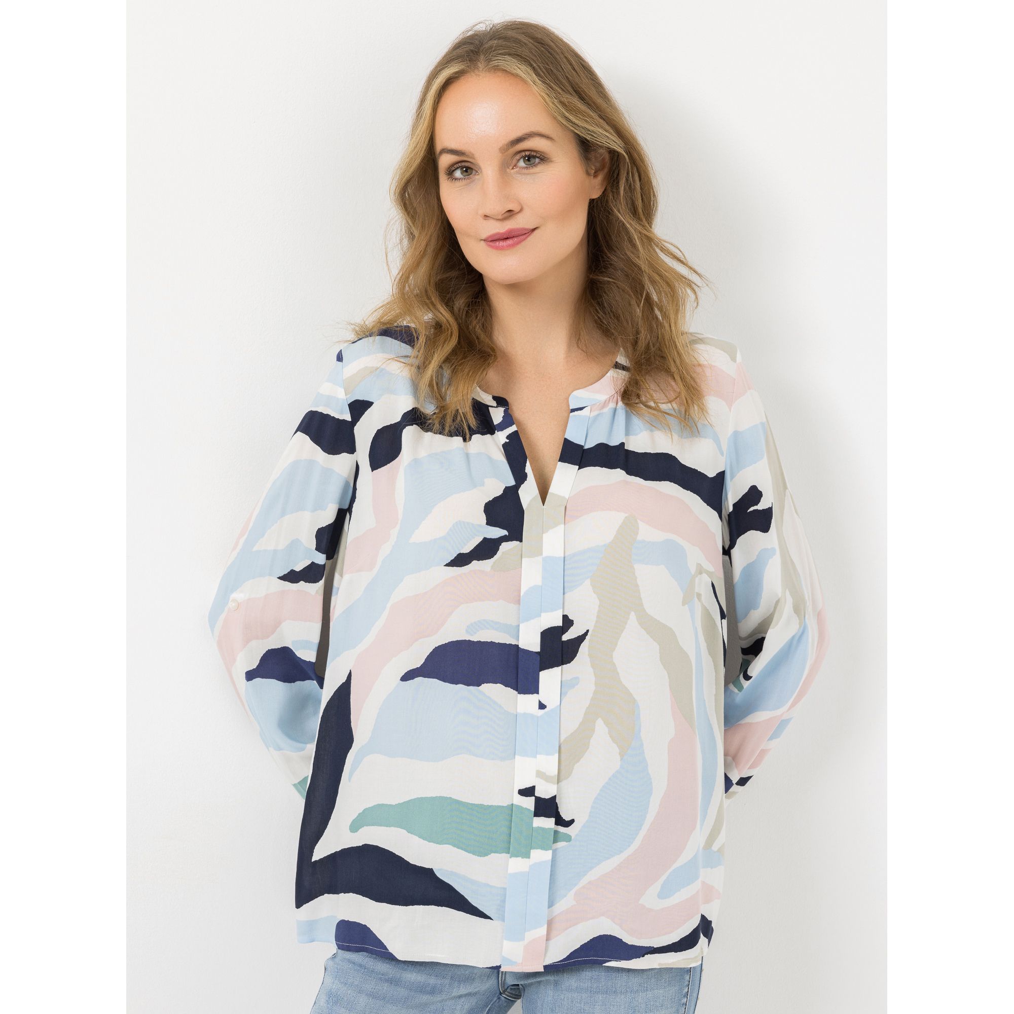 B-Ware DINE 'N' DANCE Bluse, 1/1 Arm Zierfalte Allover-Druck