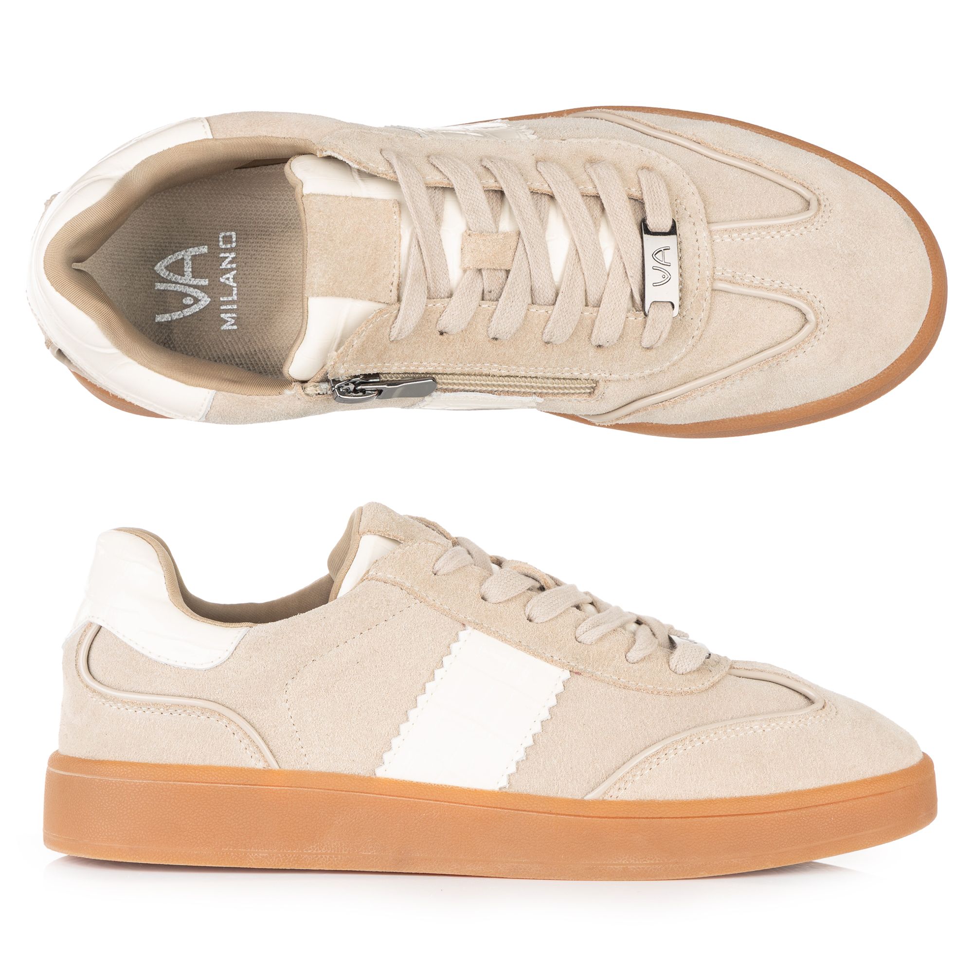 B-Ware VIA MILANO Damen-Sneaker echt Leder Material-Mix