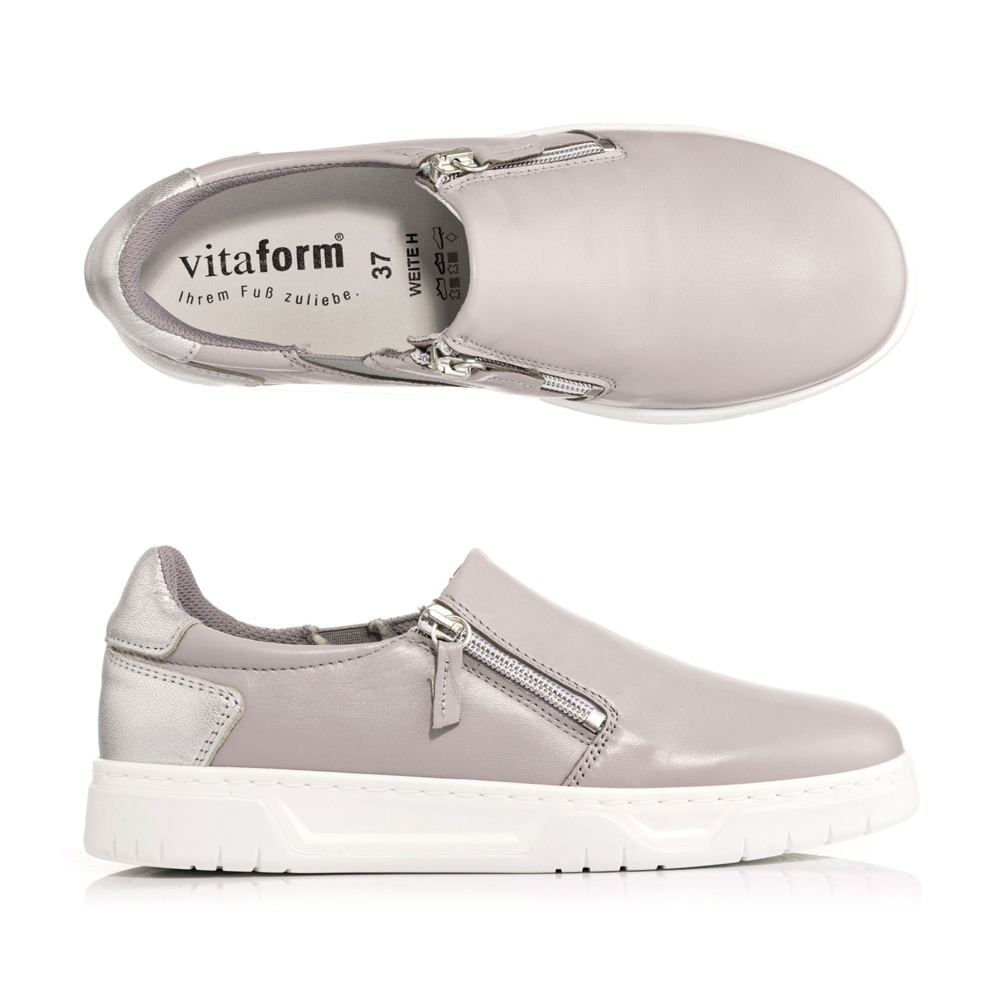 B-Ware VITAFORM Damen-Slipper Softnappaleder 2 Reißverschlüsse