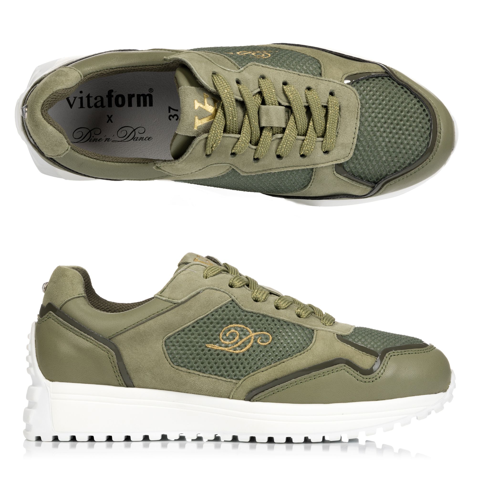 B-Ware DINE 'N' DANCE Damen- Sneaker Leder/ Textil Schnürung