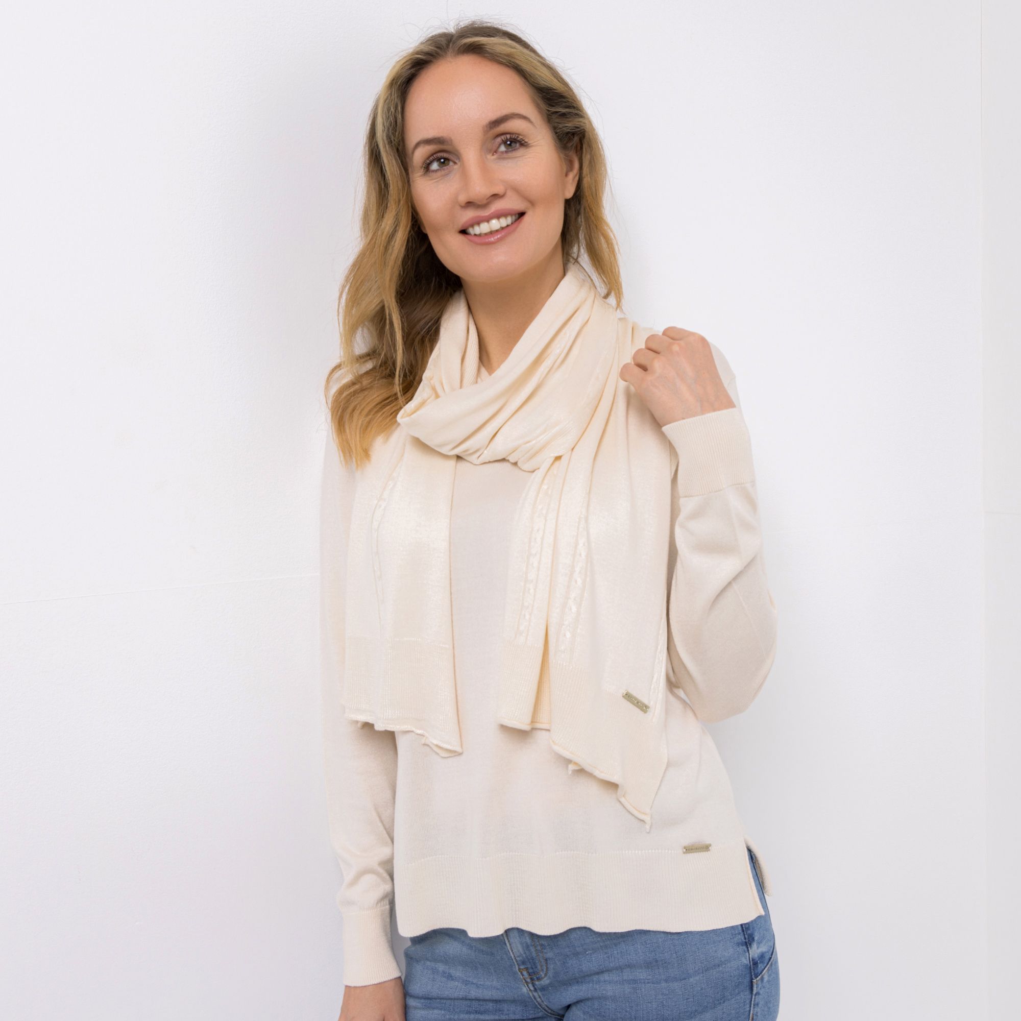 B-Ware AMINATI® Damen Schal 180 cm x 40cm Zopfreihen