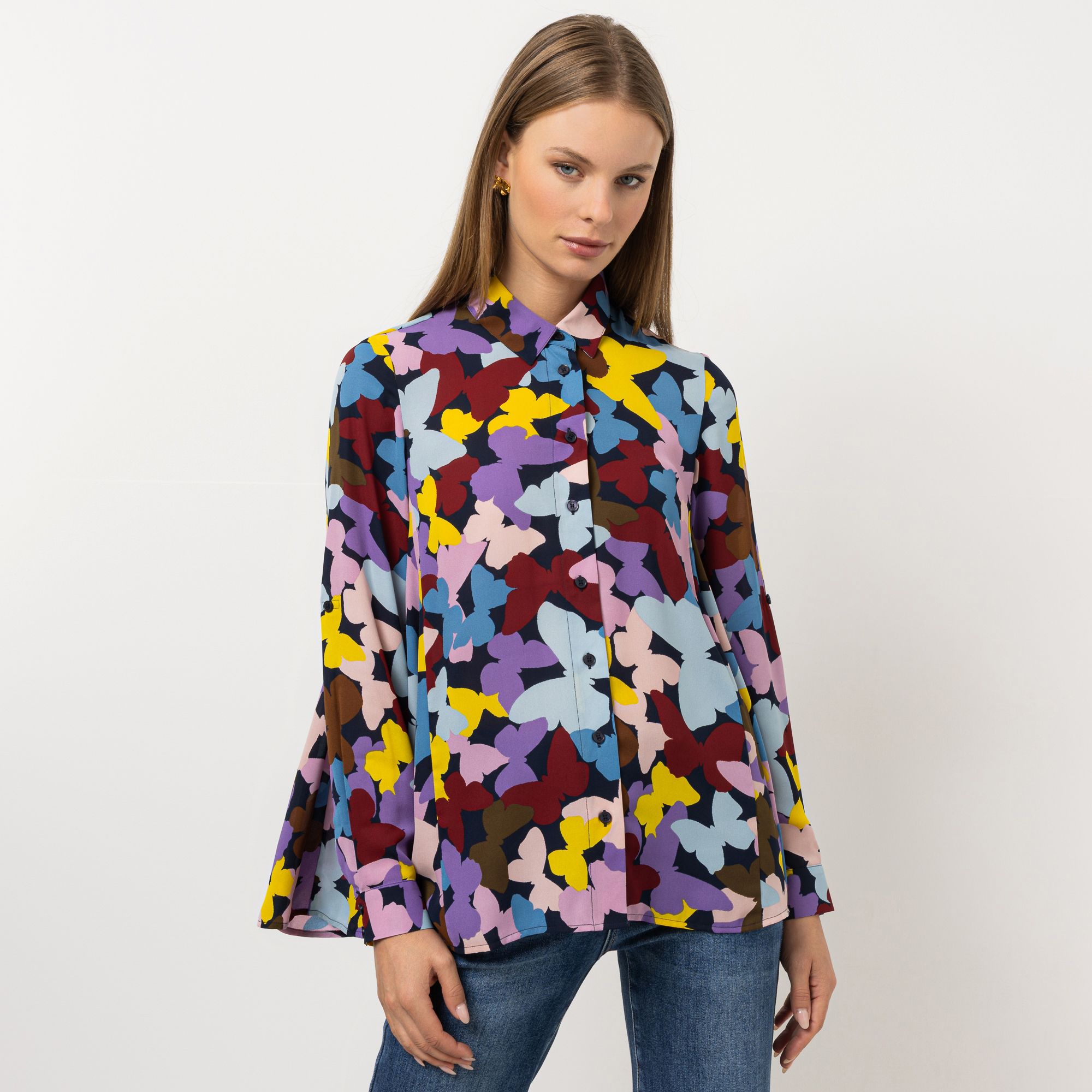 B-Ware STEFFEN SCHRAUT Bluse Capri Hemdkragen Ärmelriegel