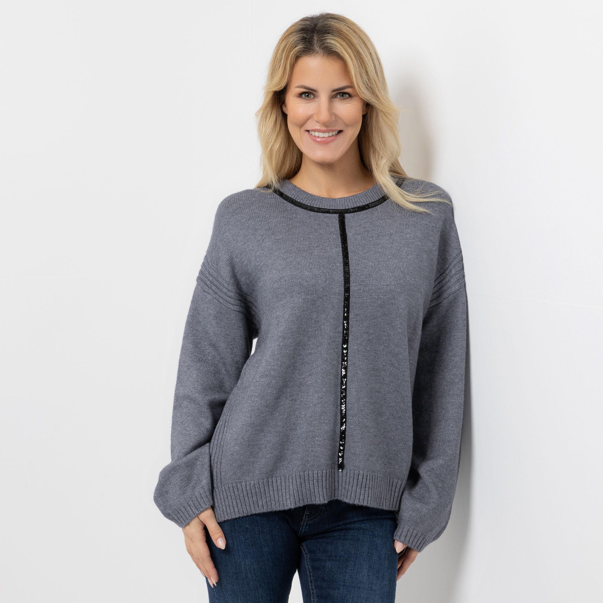 B-Ware VIA MILANO Pullover, 1/1-Arm überschnittene Schul- ter, leger weit