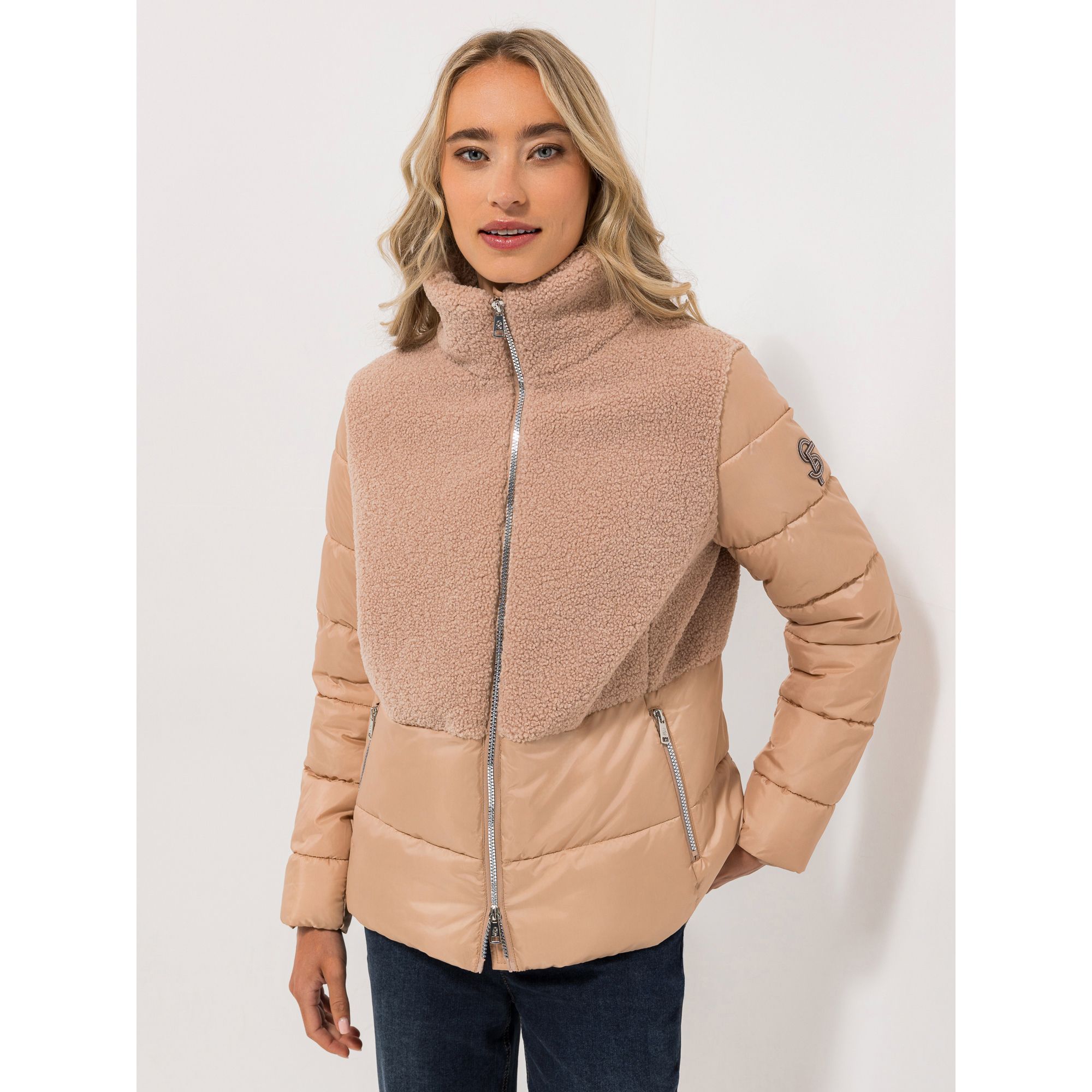 B-Ware STRANDFEIN Steppjacke Teddy-Optik-Einsatz Länge 66cm