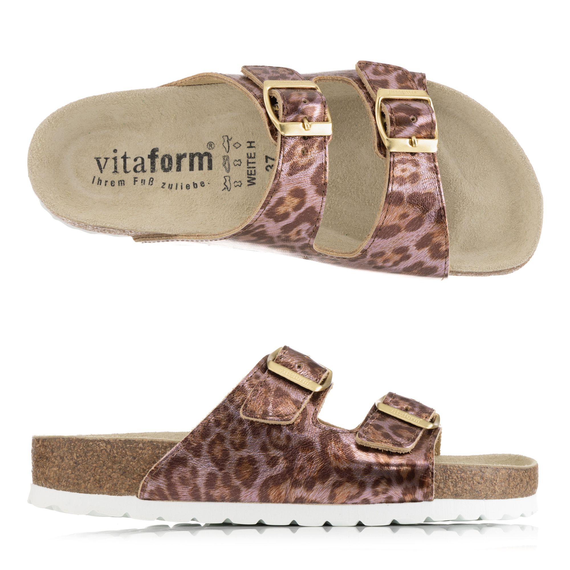 B-Ware VITAFORM Damen Pantolette Metallic 2 Schnaller