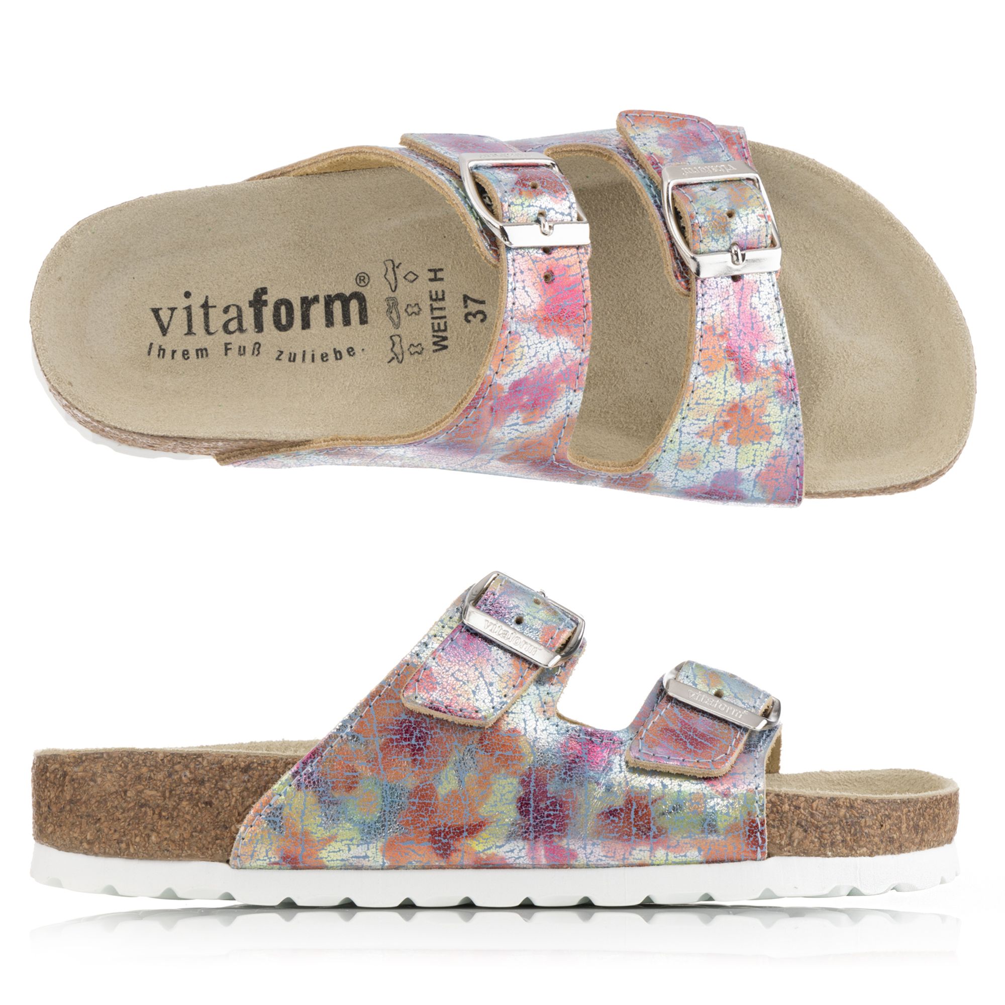 B-Ware VITAFORM Damen Pantolette Metallic 2 Schnaller