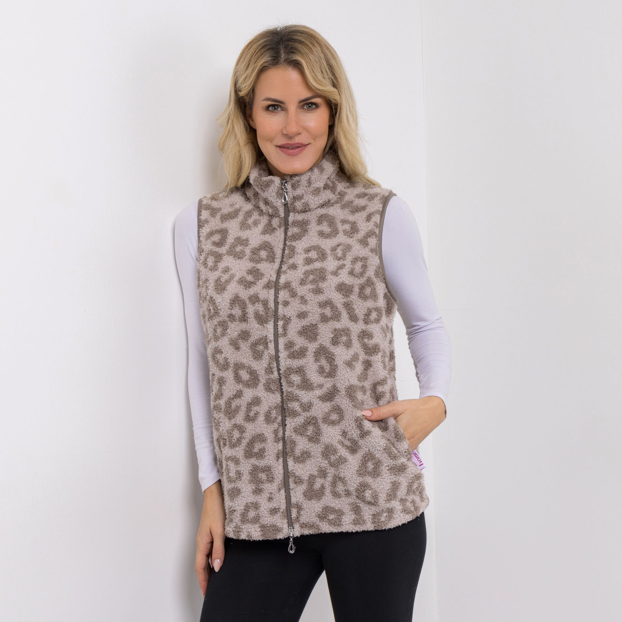 B-Ware COZEE HOME Loungewear Weste Leo-Print MF Fluffy Bouclé