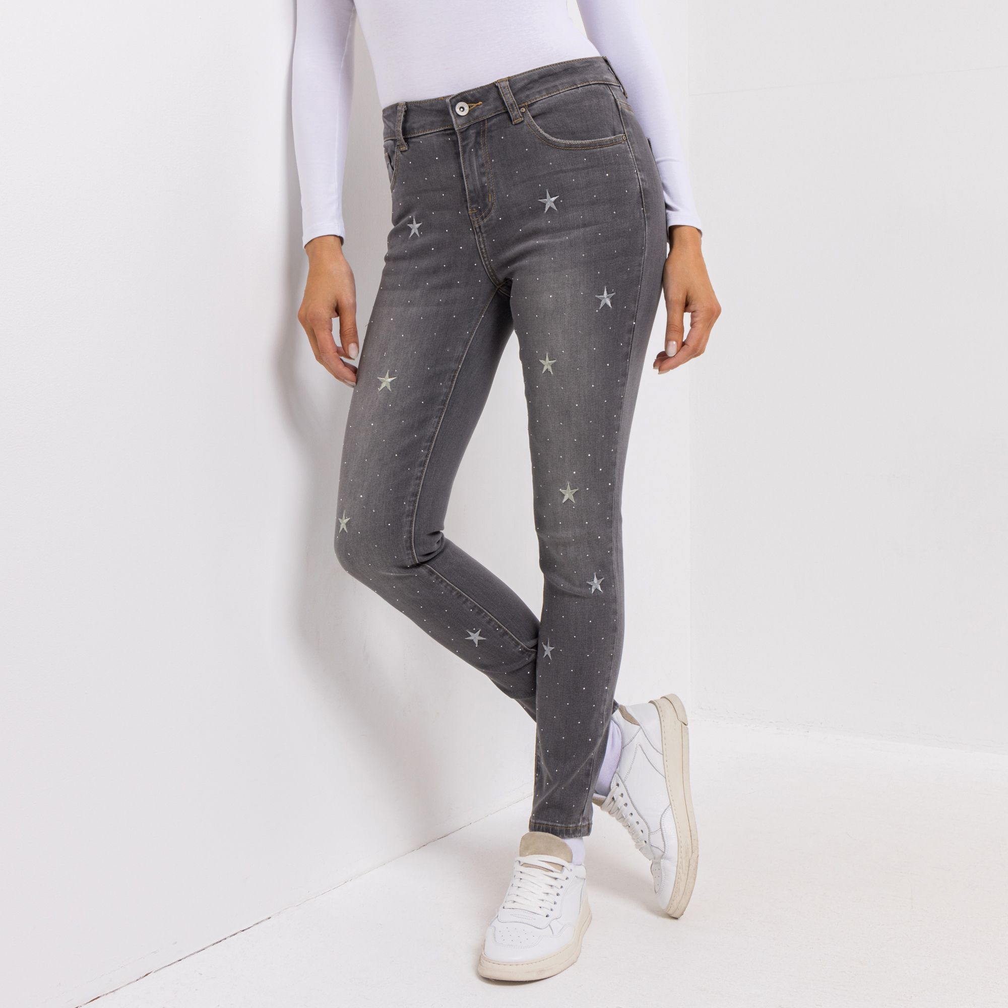 B-Ware DINE 'N' DANCE Jeanshose, Salsa 5-Pocket Jeans Stickereien