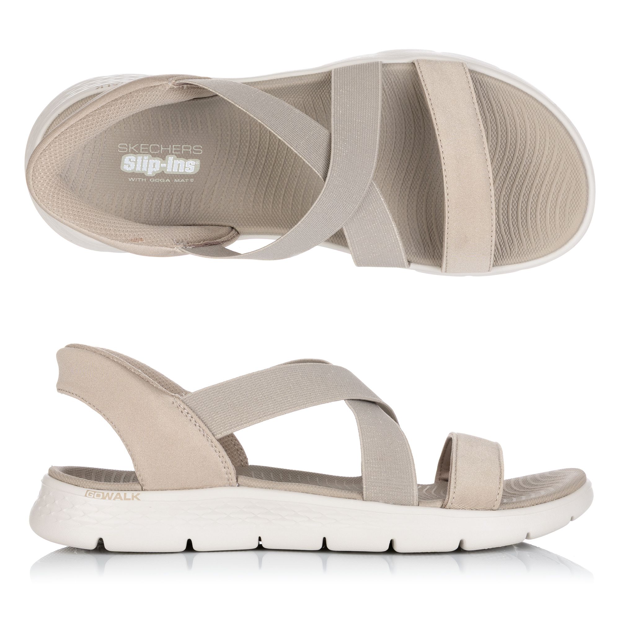 B-Ware SKECHERS Damen-Sandale Go Walk Flex schimmernder Stoff