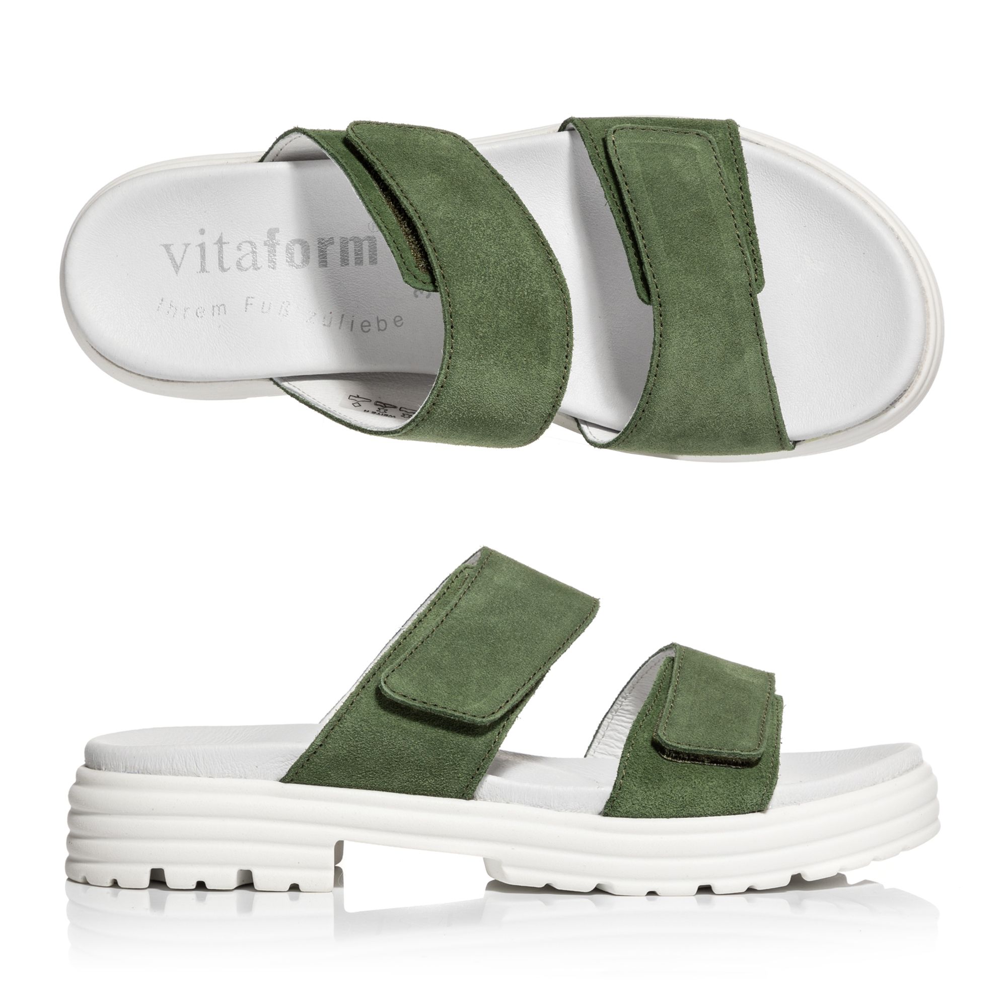 B-Ware VITAFORM Damen-Pantolette Veloursleder Klettverschlüsse