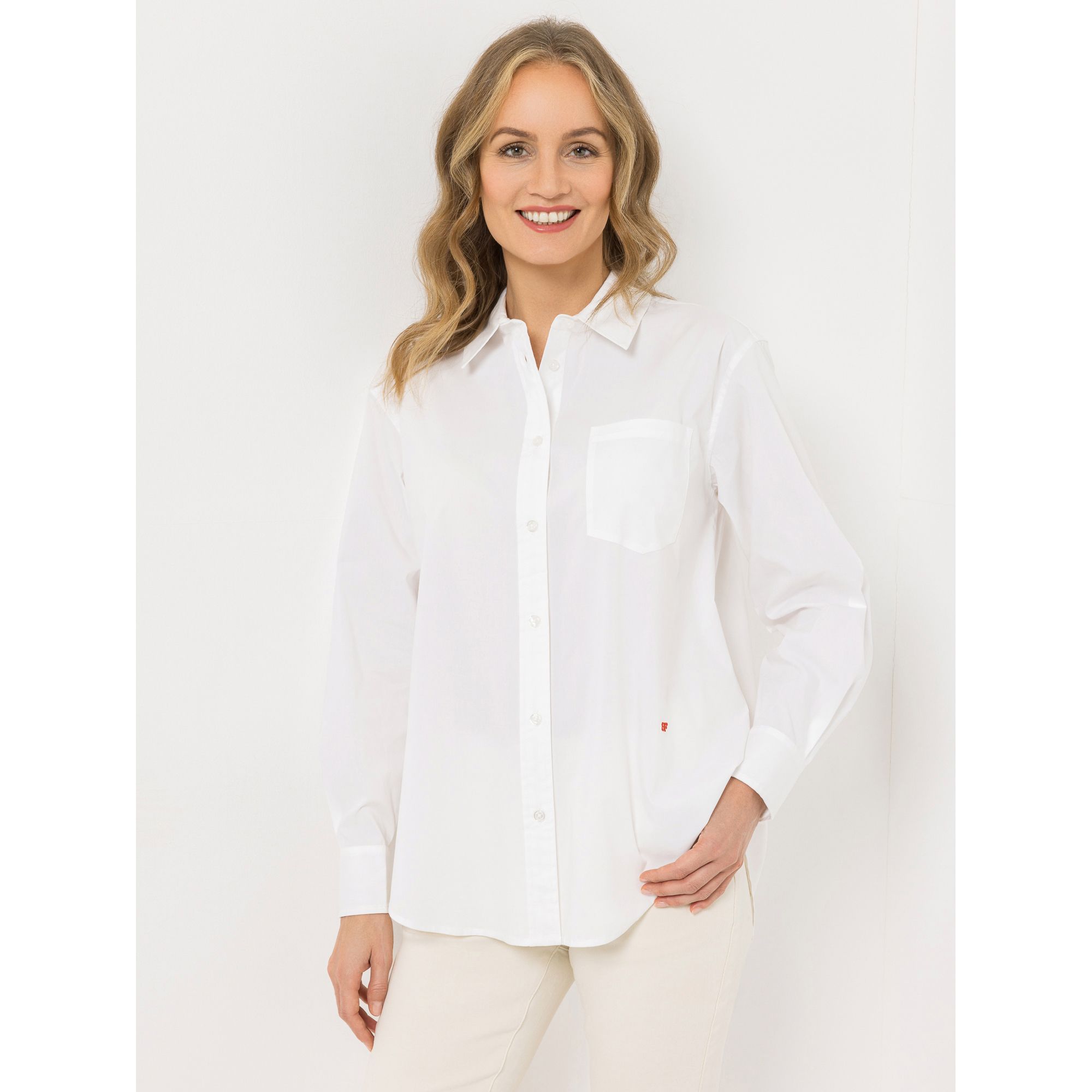 B-Ware STRANDFEIN Bluse Knopfleiste Logostickerei