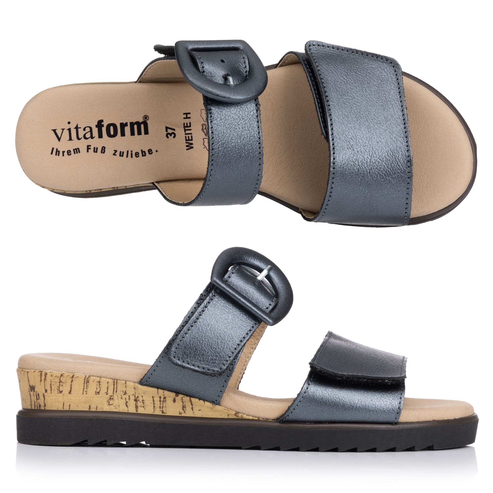 B-Ware VITAFORM Damen- Pantolette echt Leder perlato