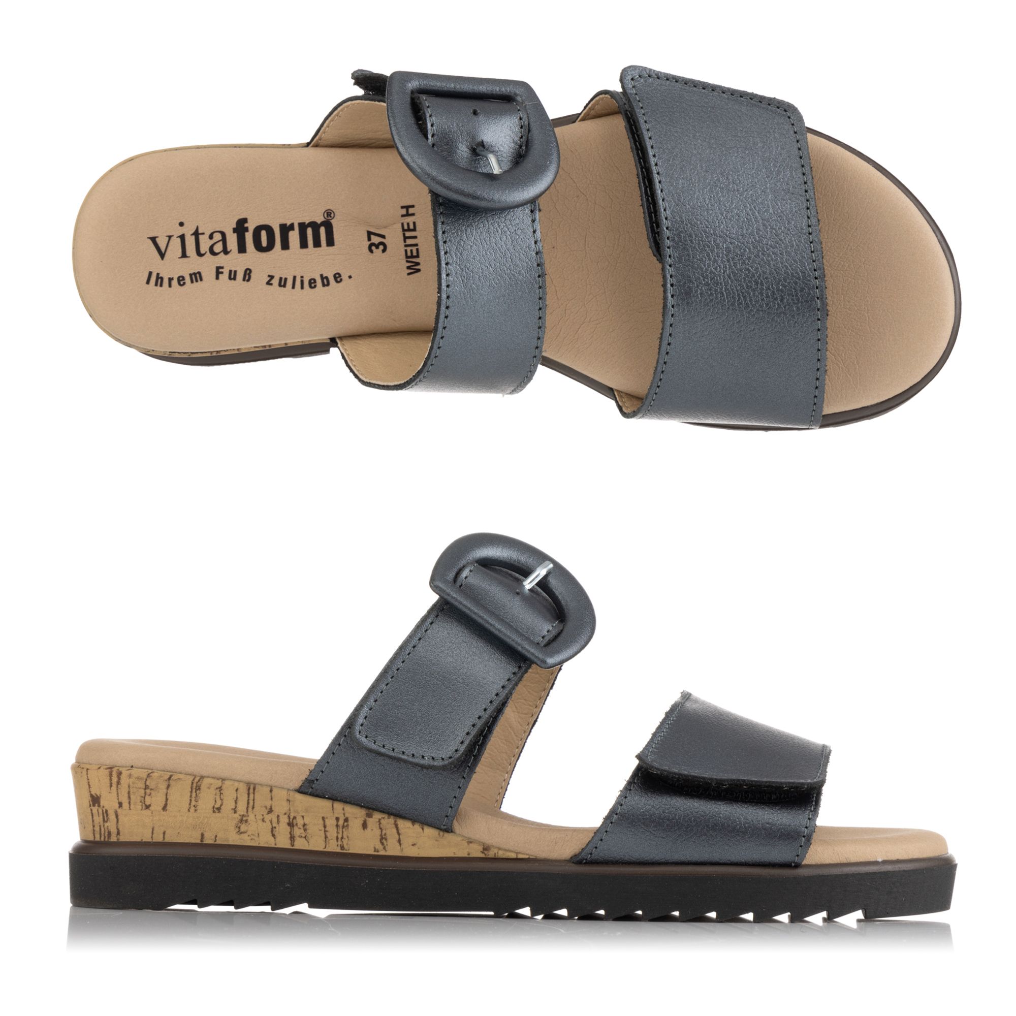 B-Ware VITAFORM Damen- Pantolette echt Leder perlato