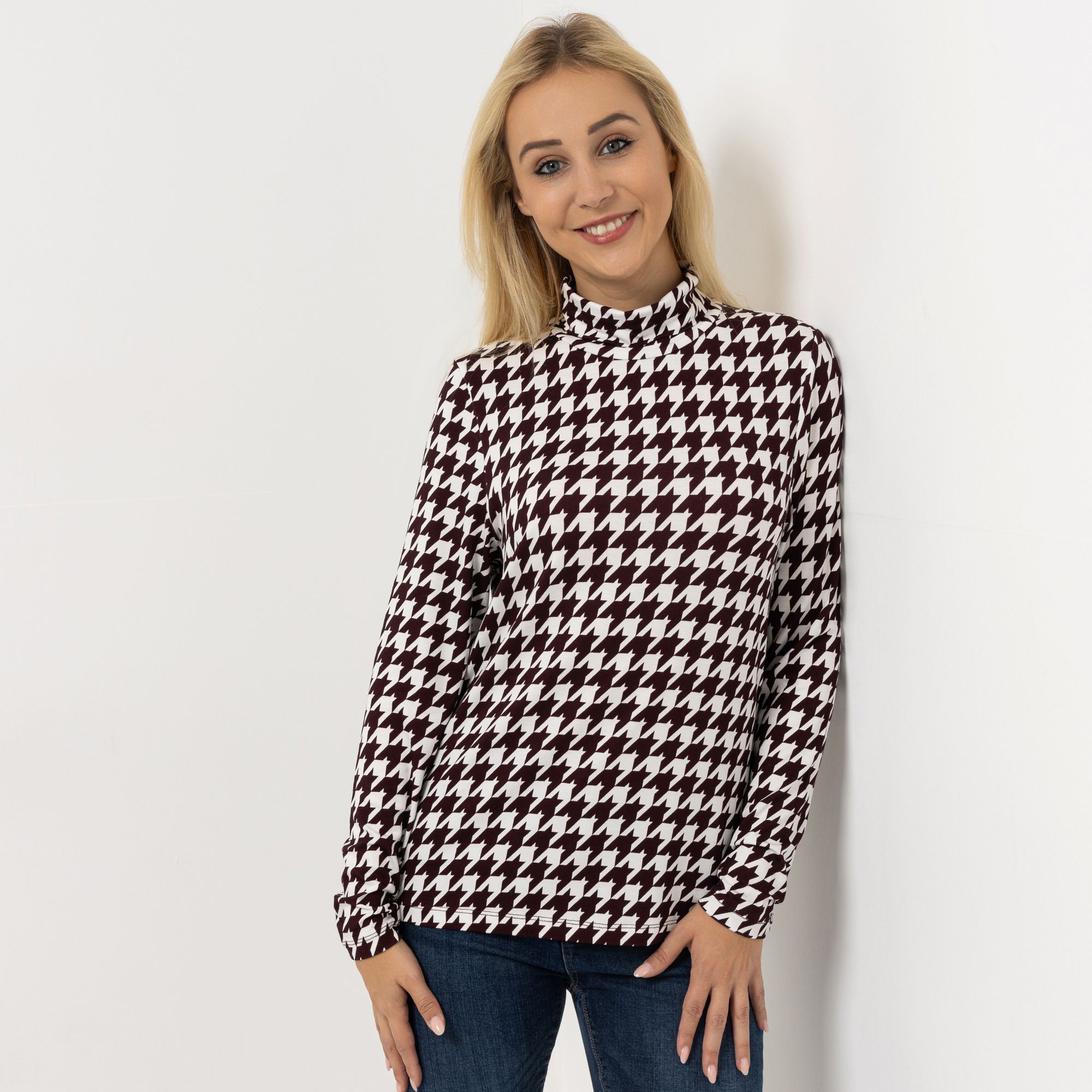 B-Ware DINE 'N' DANCE Shirt, 1/1-Arm Rollkragen Allover-Druck