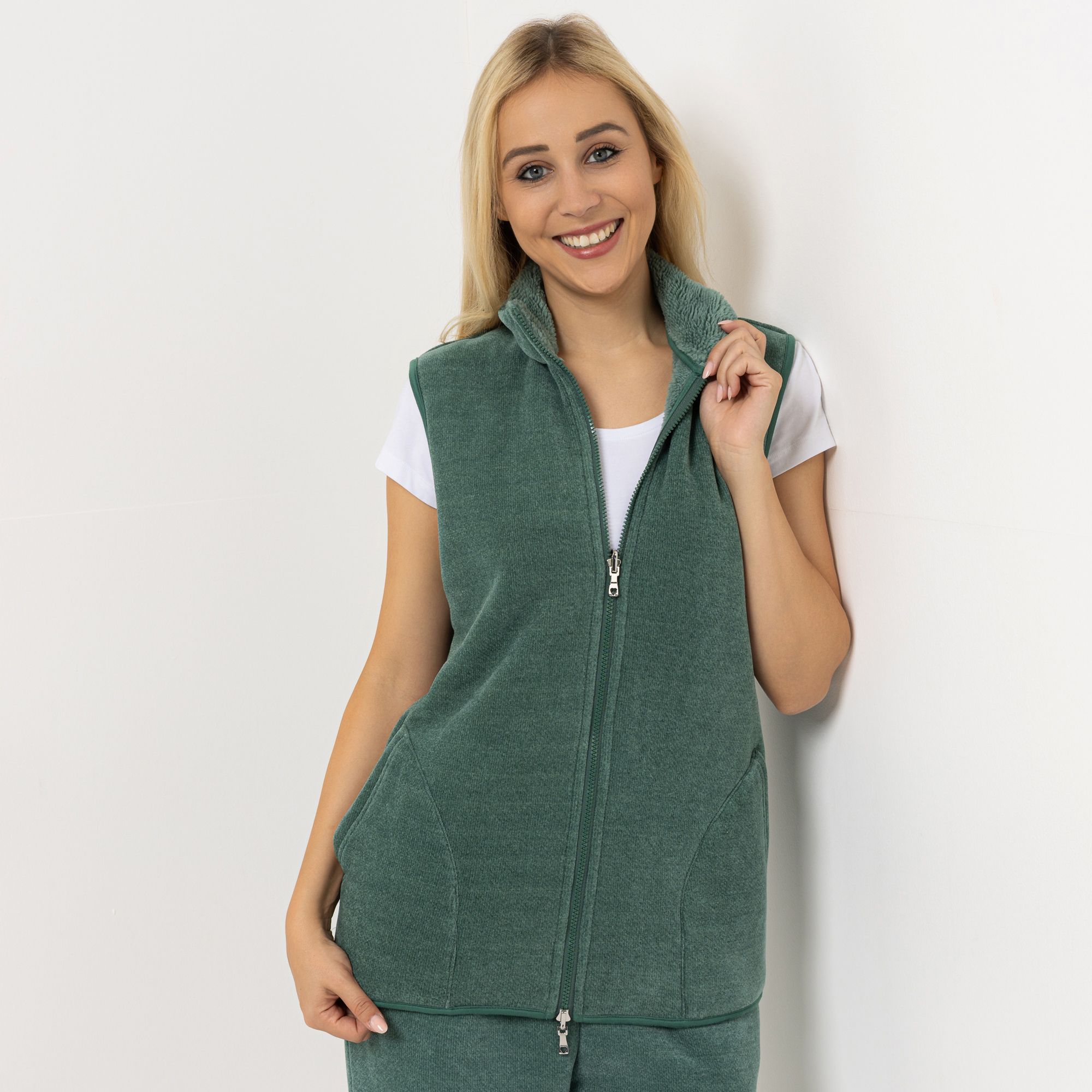 B-Ware MONT CHALET Damen-Weste wendbar Mikrofaser Edelplüsch