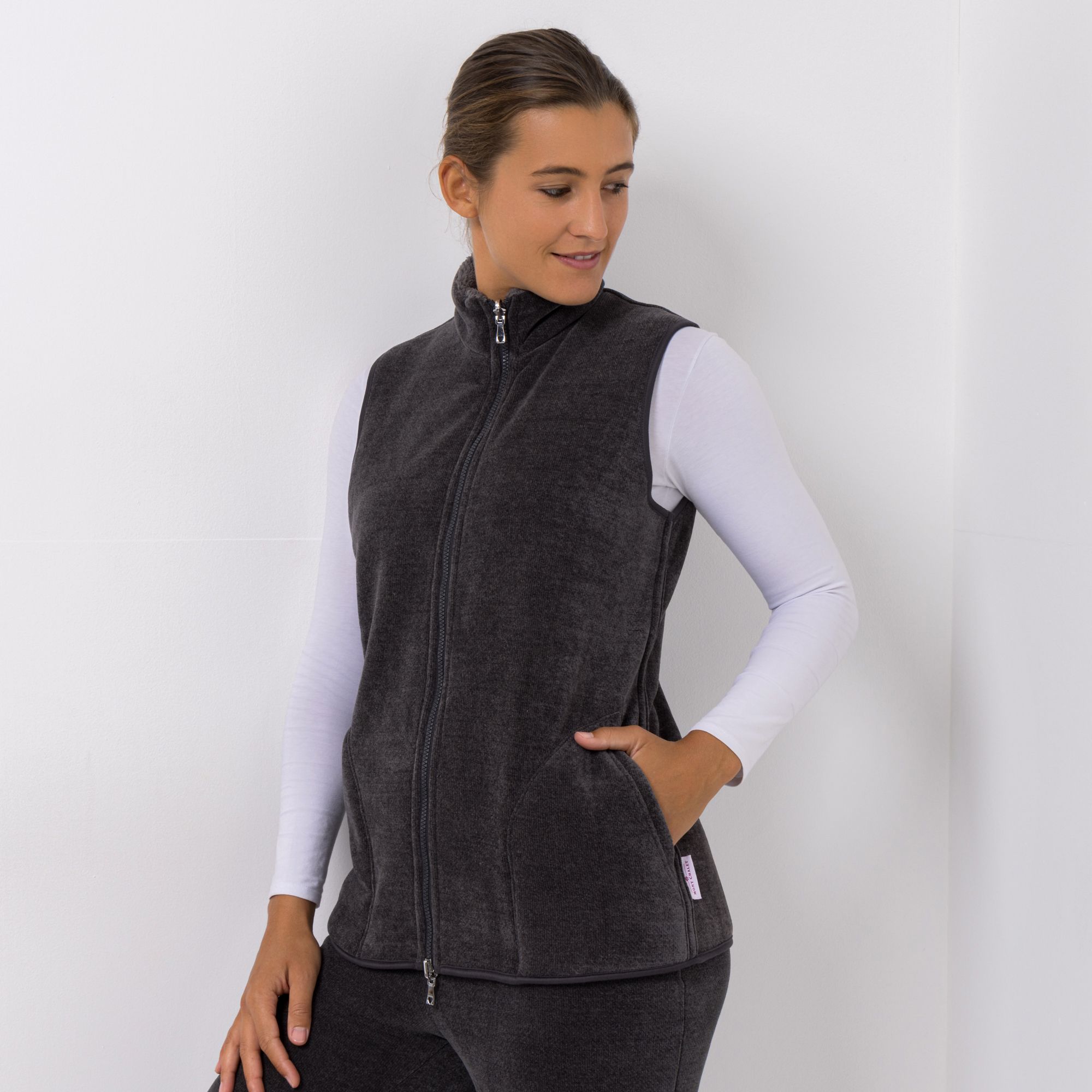 B-Ware MONT CHALET Damen-Weste wendbar Mikrofaser Edelplüsch