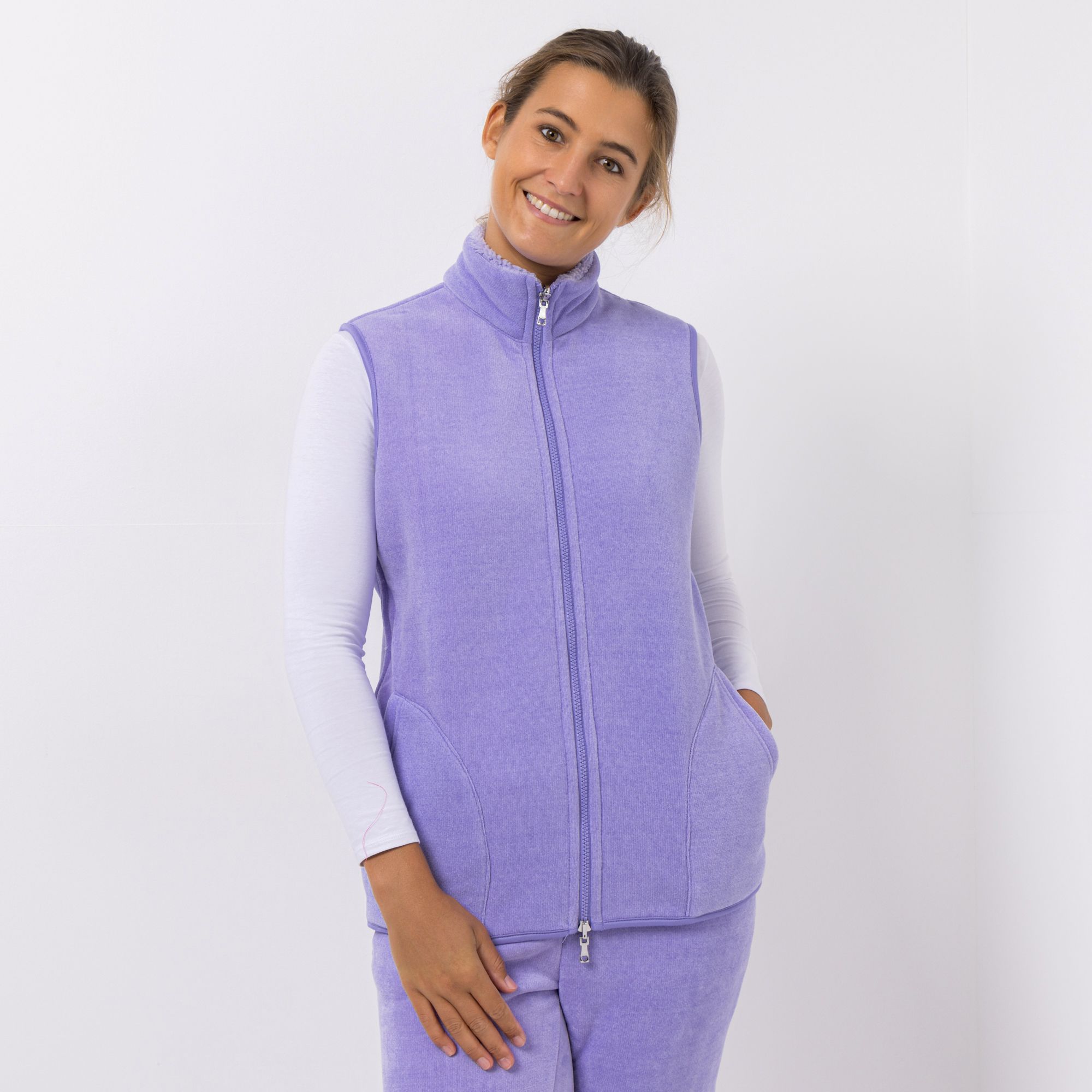 B-Ware MONT CHALET Damen-Weste wendbar Mikrofaser Edelplüsch