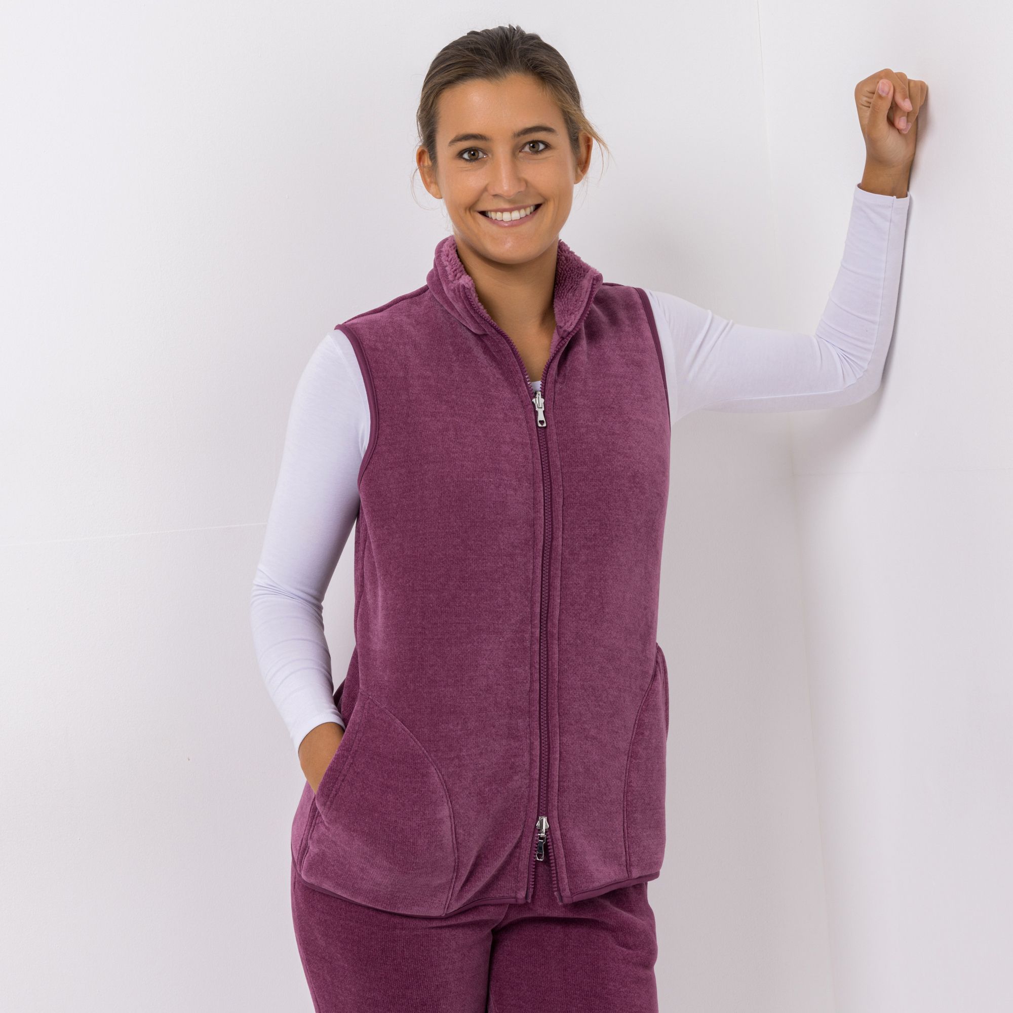 B-Ware MONT CHALET Damen-Weste wendbar Mikrofaser Edelplüsch