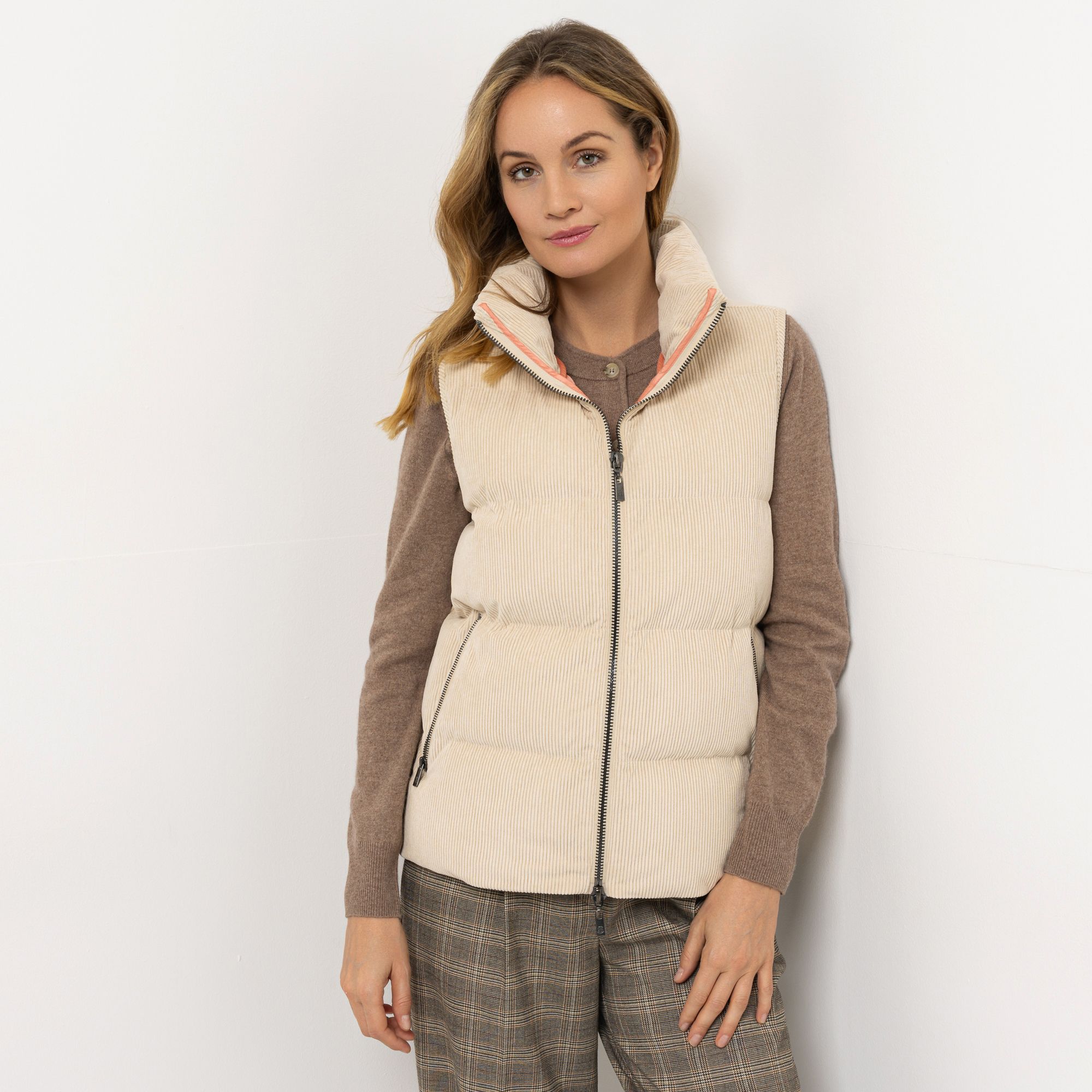 B-Ware STRANDFEIN Cord-Weste Stehkragen 2-Wege-Reißverschluss