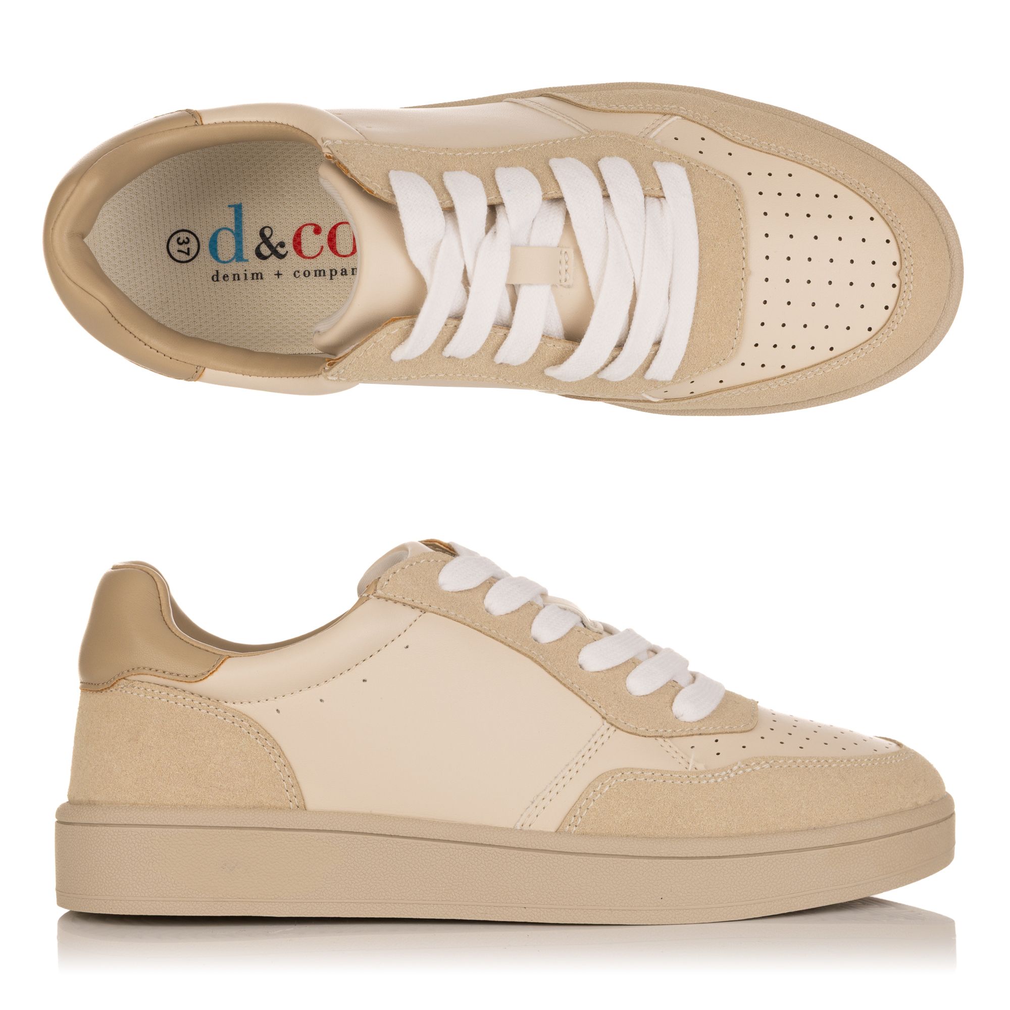 B-Ware DENIM & CO. Damen-Sneaker Materialmix Schnürung