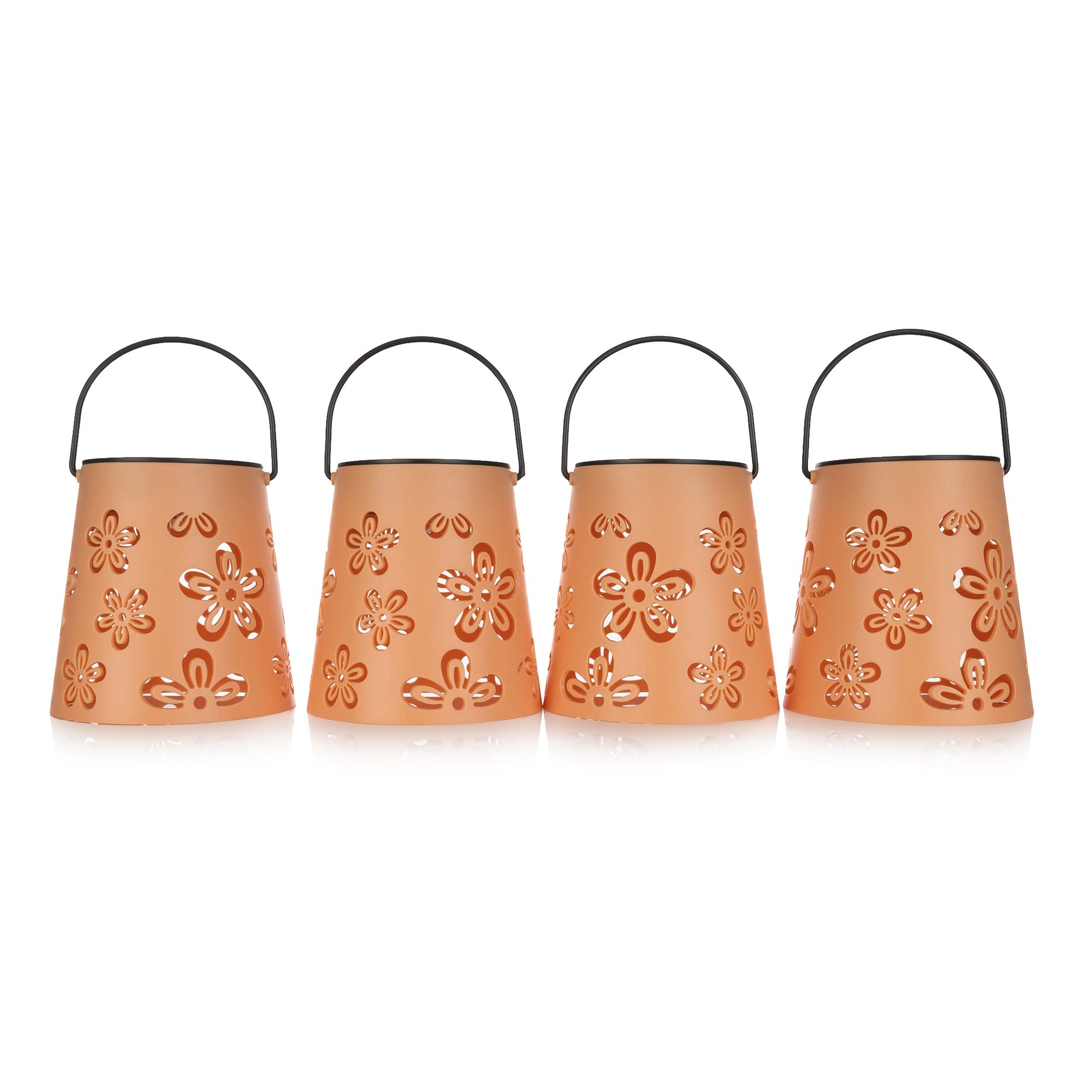 B-Ware LUMIDA Garden 4 Solar-Laternen Cut-Out-Design mit Henkel