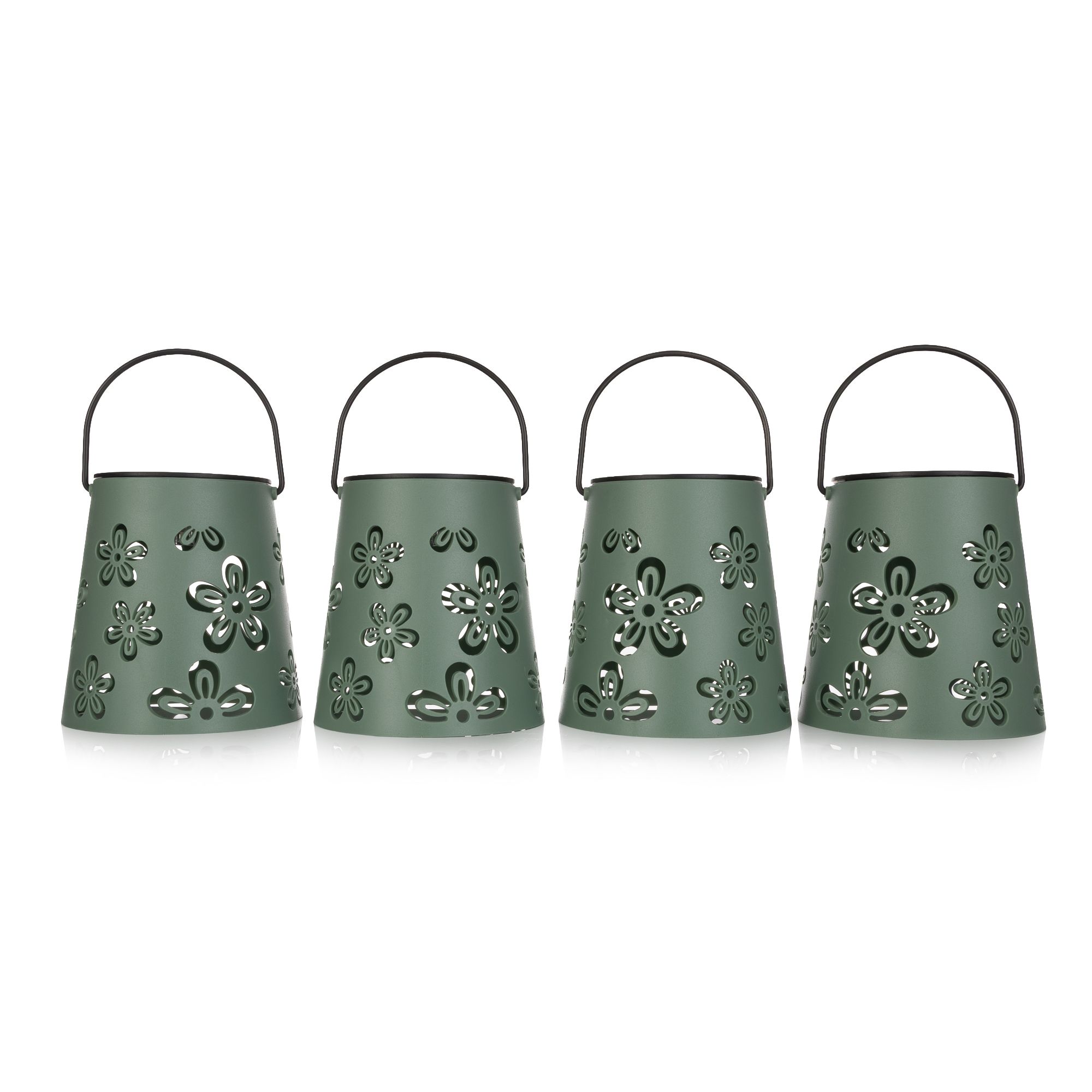 B-Ware LUMIDA Garden 4 Solar-Laternen Cut-Out-Design mit Henkel