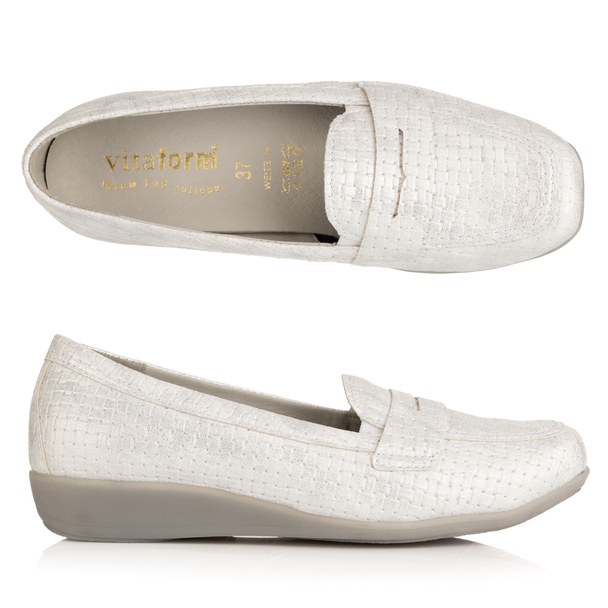 B-Ware VITAFORM Damen-Slipper Stretchmaterial Flecht-Optik