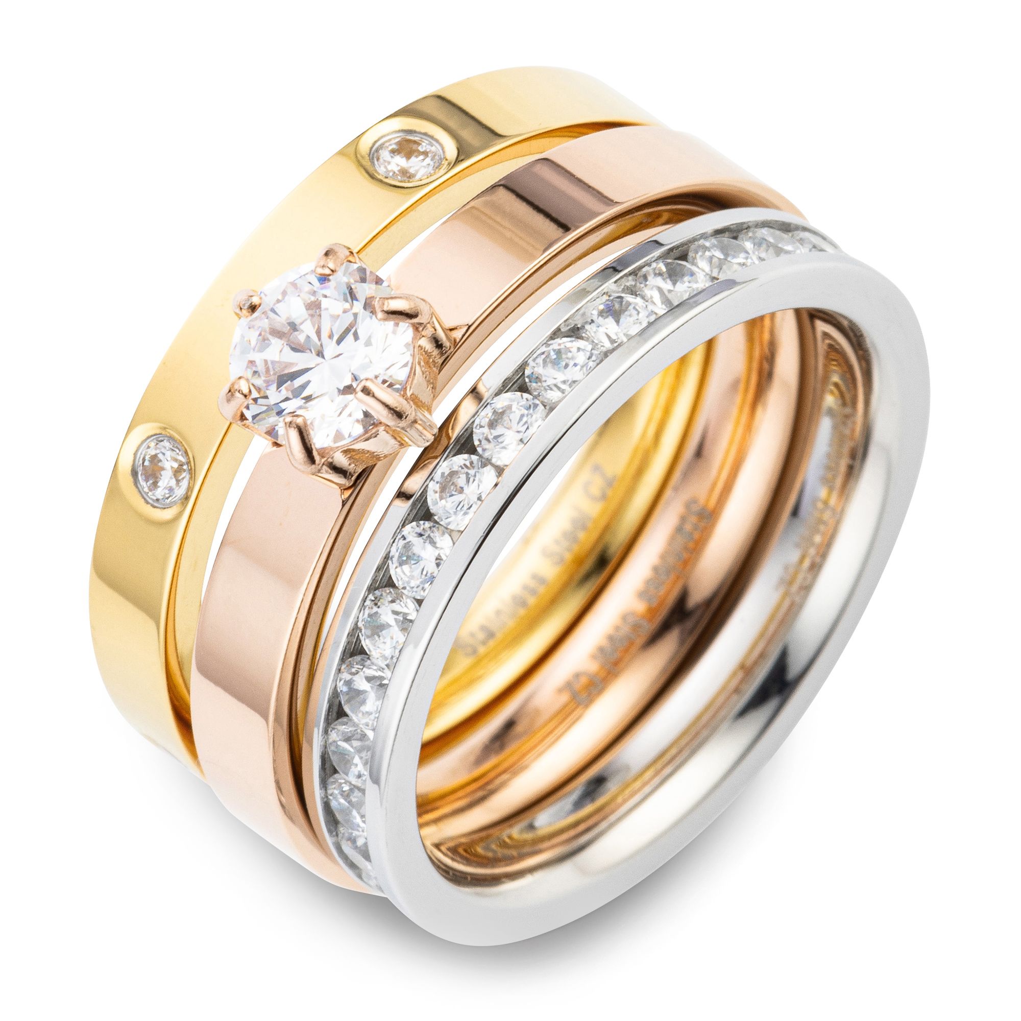 B-Ware DIAMONIQUE® 3tlg. Ring-Set mind. = 1,43ct Brillantschliff