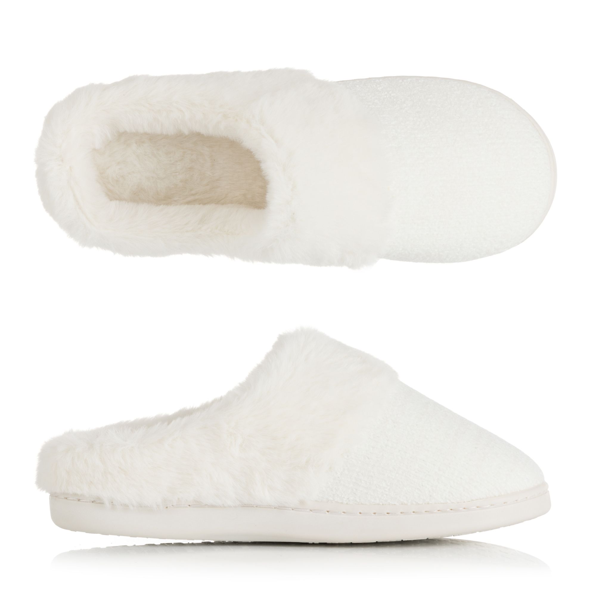 B-Ware MONT CHALET Damen-Hausschuh uni mit Fellimitat Mikrofaser