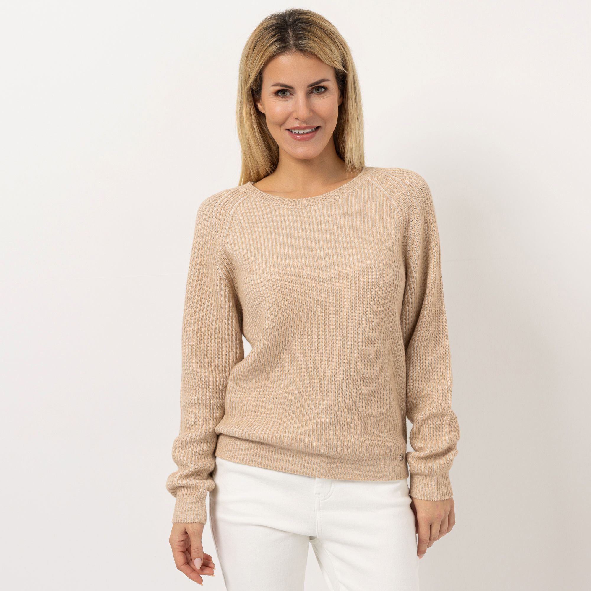 B-Ware STRANDFEIN Pullover, Raglan Rundhalsausschnitt Rippstruktur