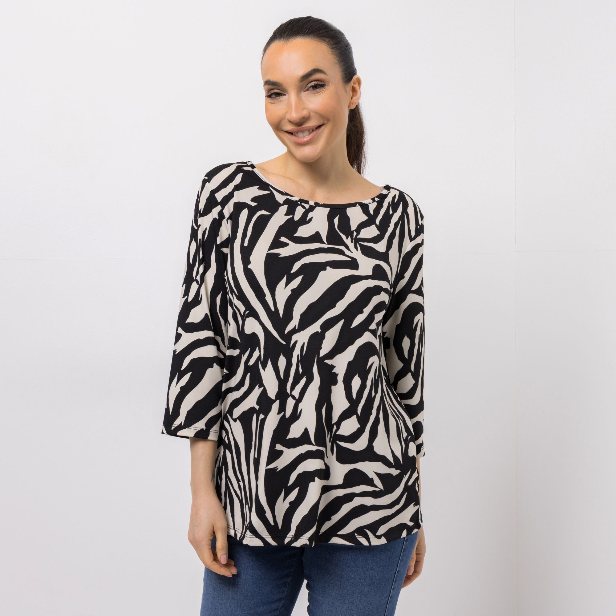 B-Ware KIM & CO. Shirt, 3/4-Arm Brazil Knit Jersey Rundhalsausschnitt