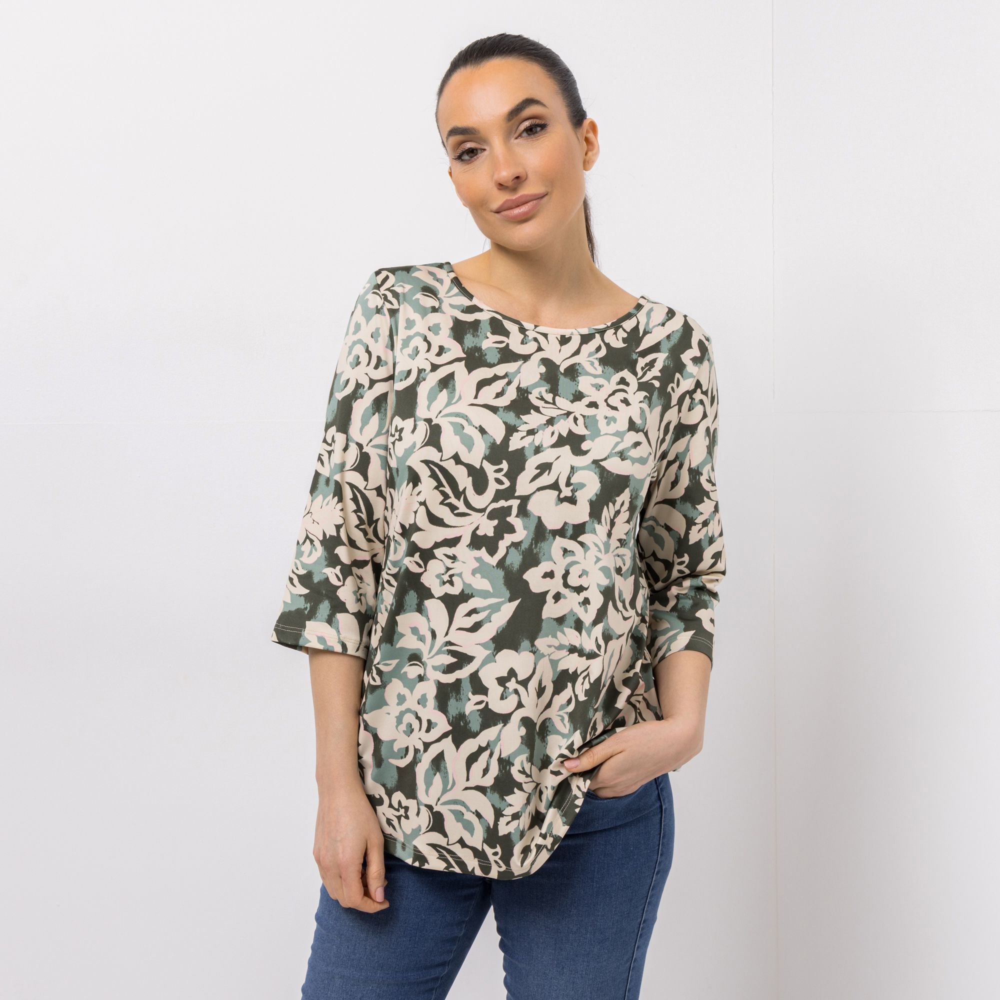 B-Ware KIM & CO. Shirt, 3/4-Arm Brazil Knit Jersey Rundhalsausschnitt