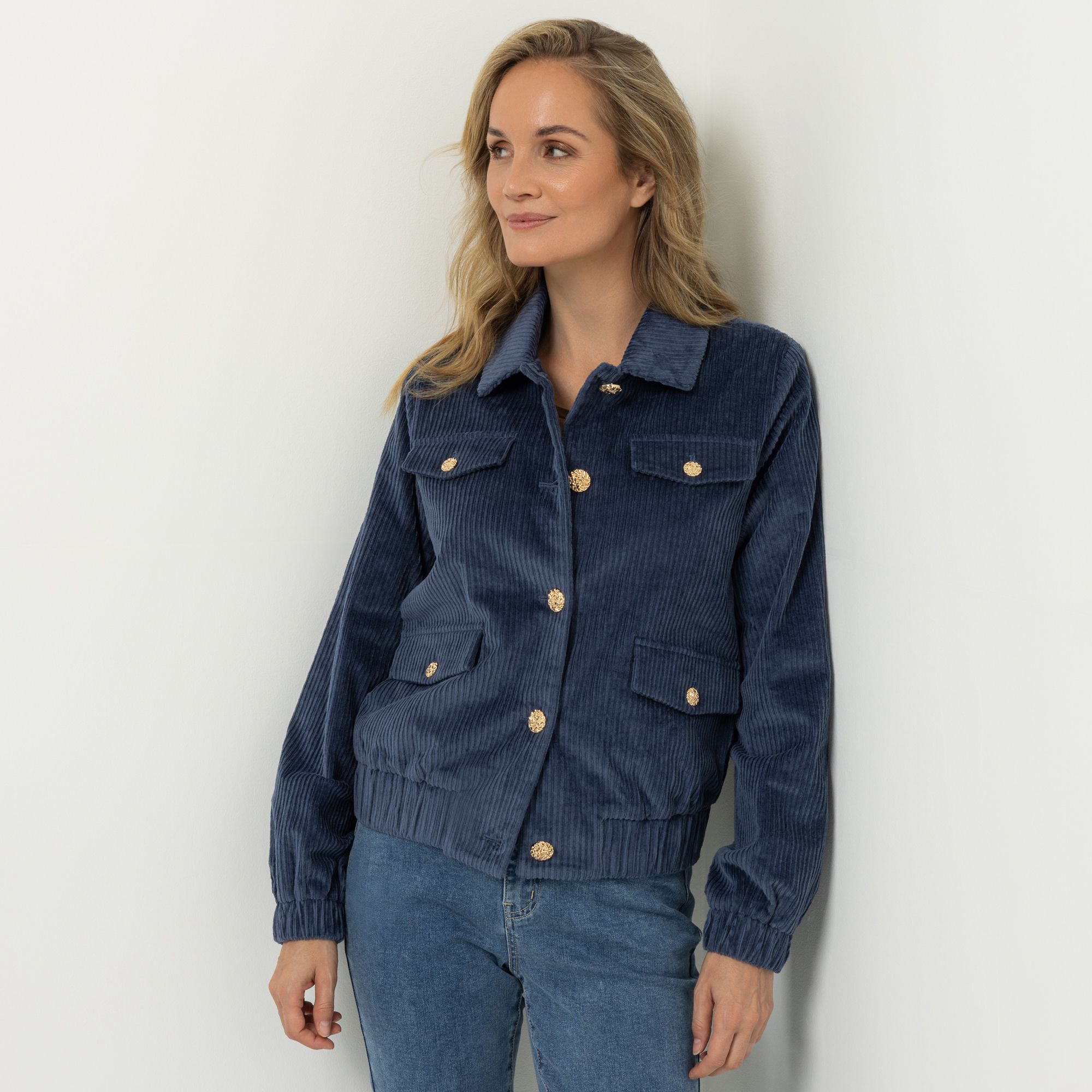 B-Ware STRANDFEIN Cord-Jacke Knopfleiste elastisches Material
