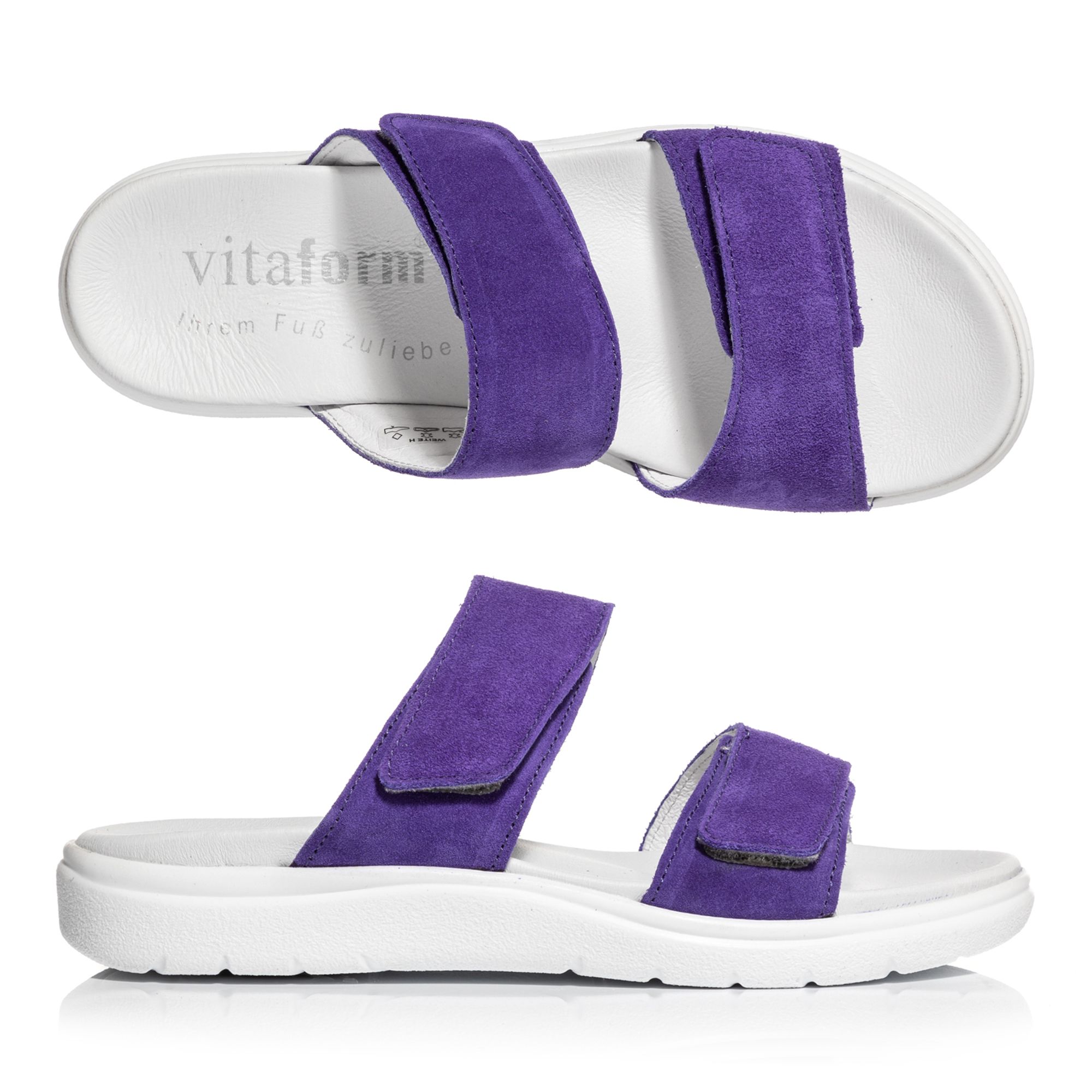 B-Ware VITAFORM Damen-Pantolette Veloursleder Klettverschlüsse