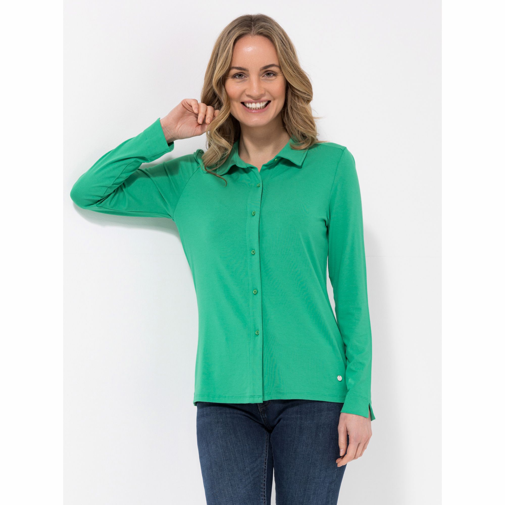B-Ware EVA LUTZ Jerseybluse Lea 1/1 Arm, Kragen mit ECOVERO Viskose