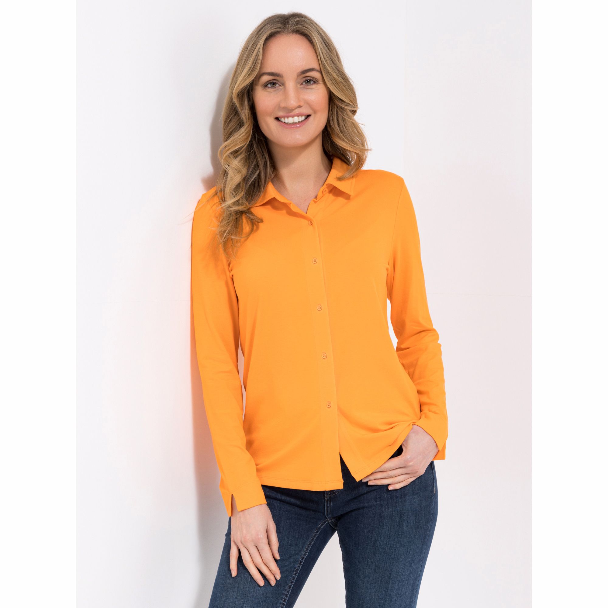 B-Ware EVA LUTZ Jerseybluse Lea 1/1 Arm, Kragen mit ECOVERO Viskose