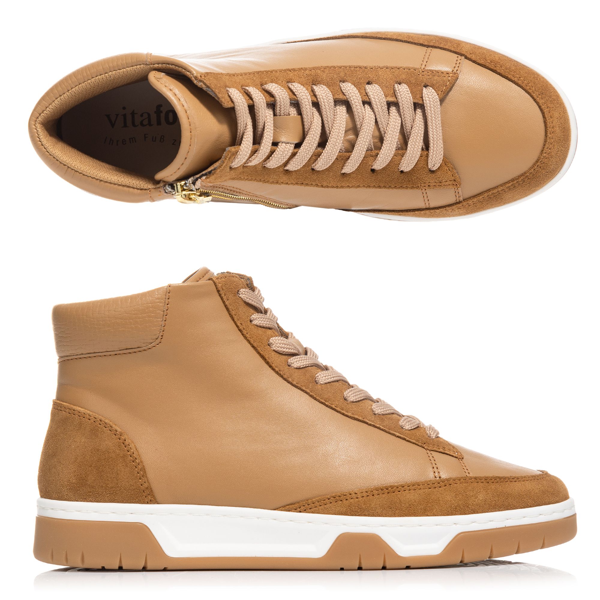 B-Ware VITAFORM Damen-Hightop Sneaker echt Leder Reißverschluss