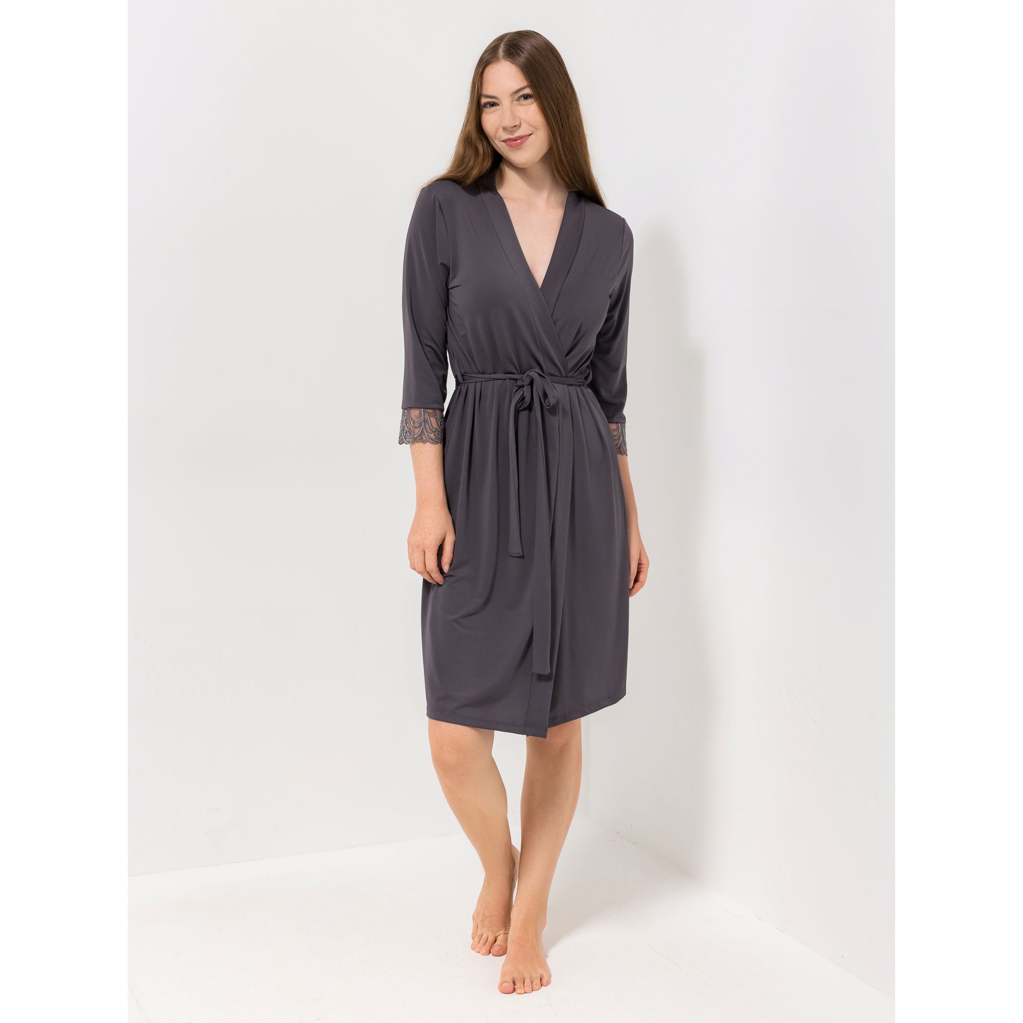 B-Ware LITTLE ROSE Morgenmantel Mikrofaser Bindeband